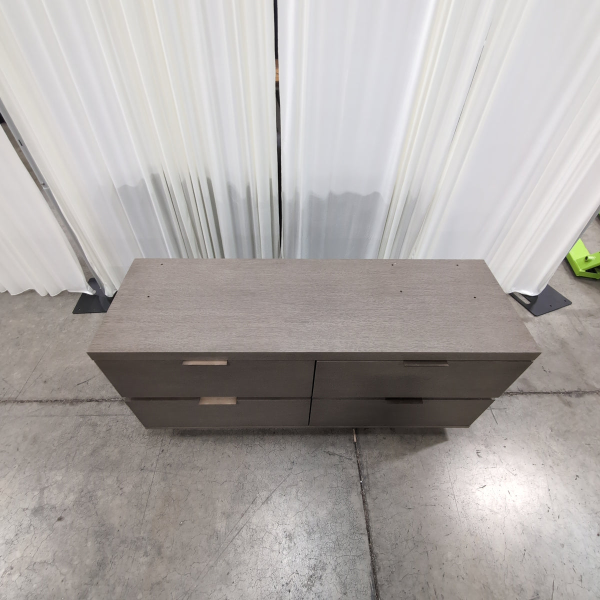 Lacouer Craft Hospitality - Minimalist Grey Wood TV Stand with Recessed Handles