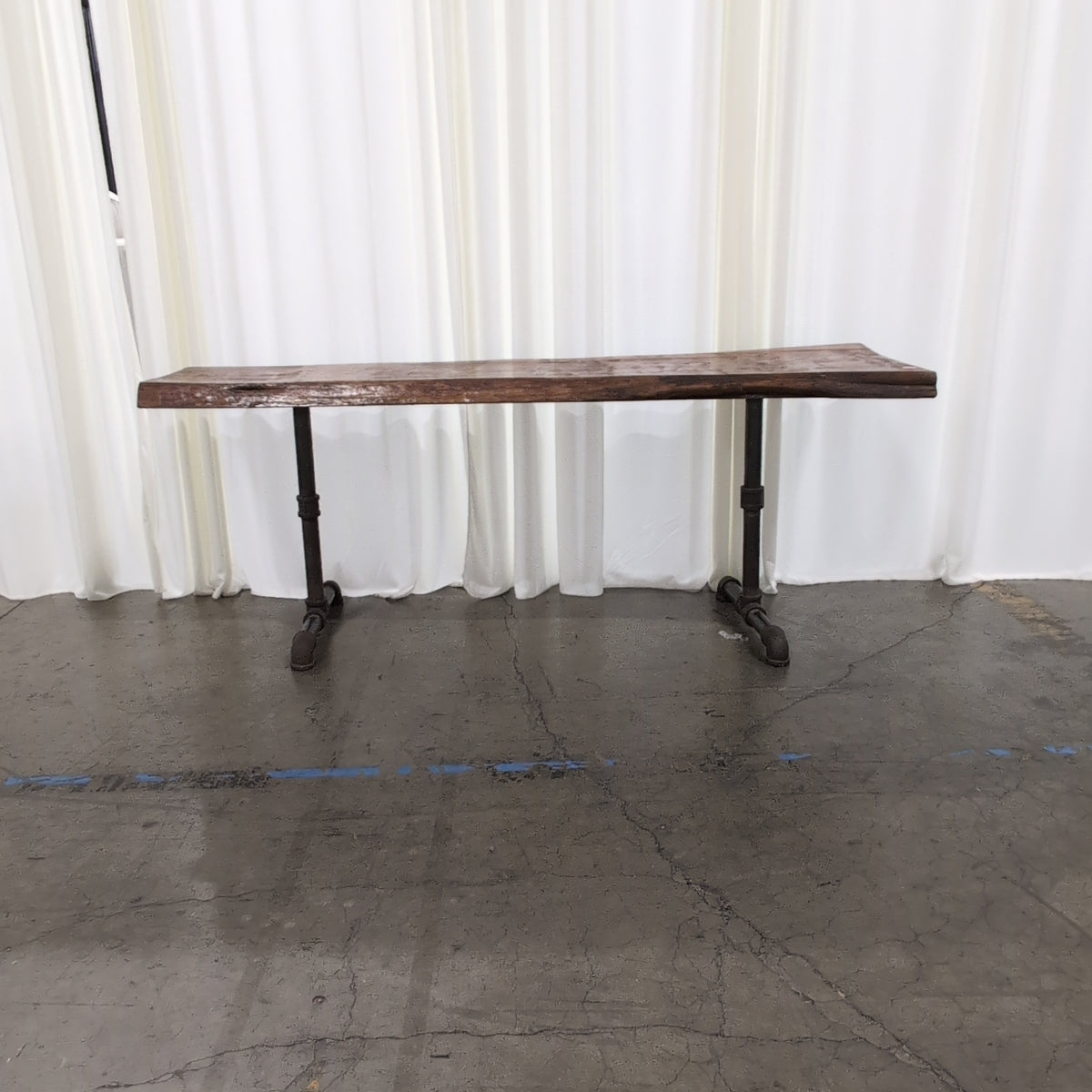 Rustic Live Edge Wood Console Table with Industrial Pipe Base