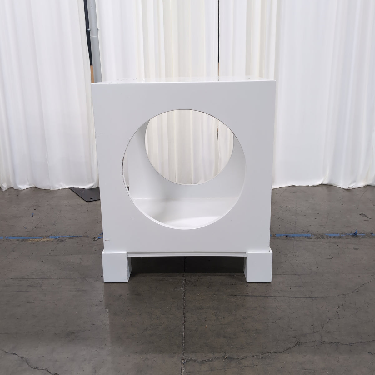 Modern White Square End Table with Storage Shelf