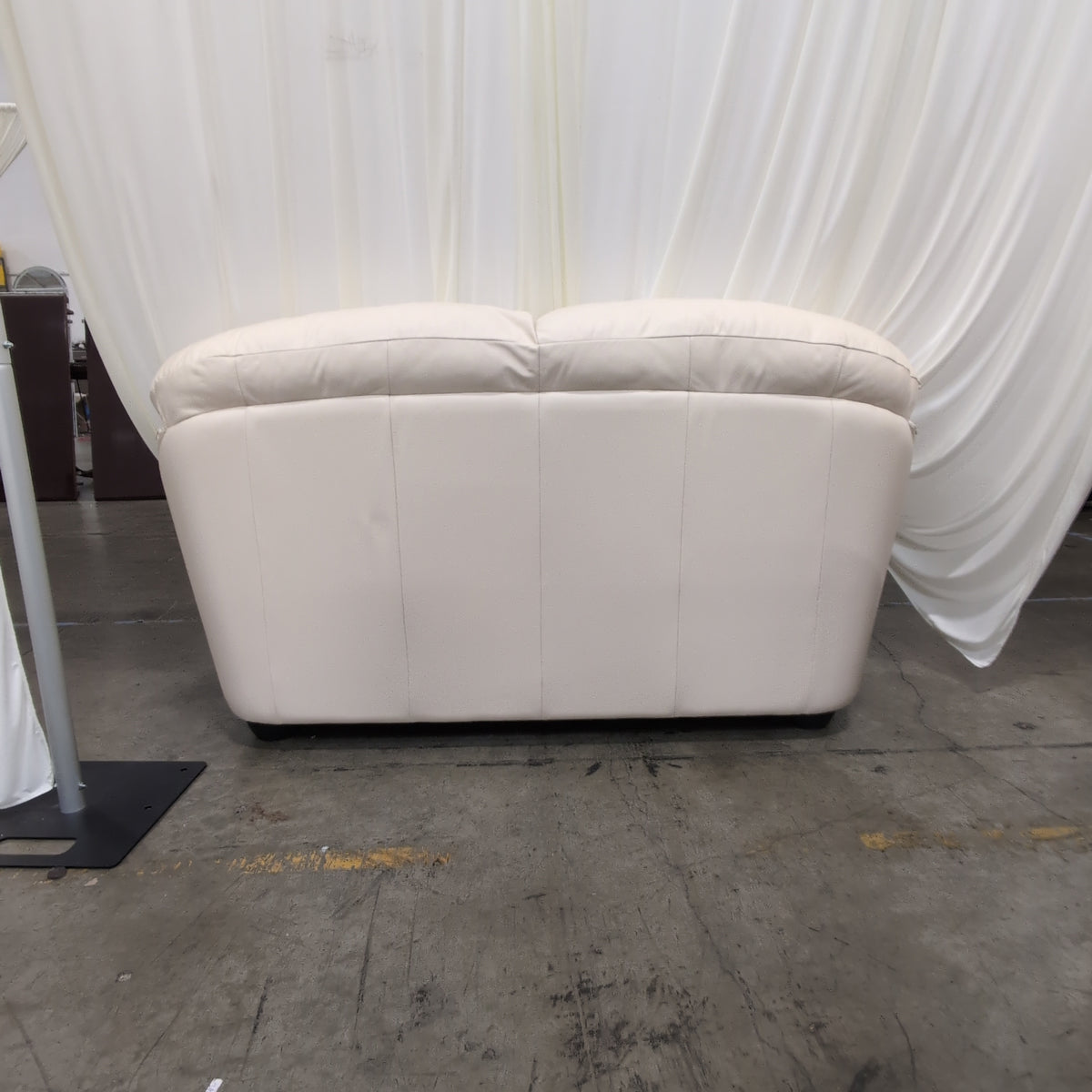 Cream Rolled Arm Loveseat in Leather