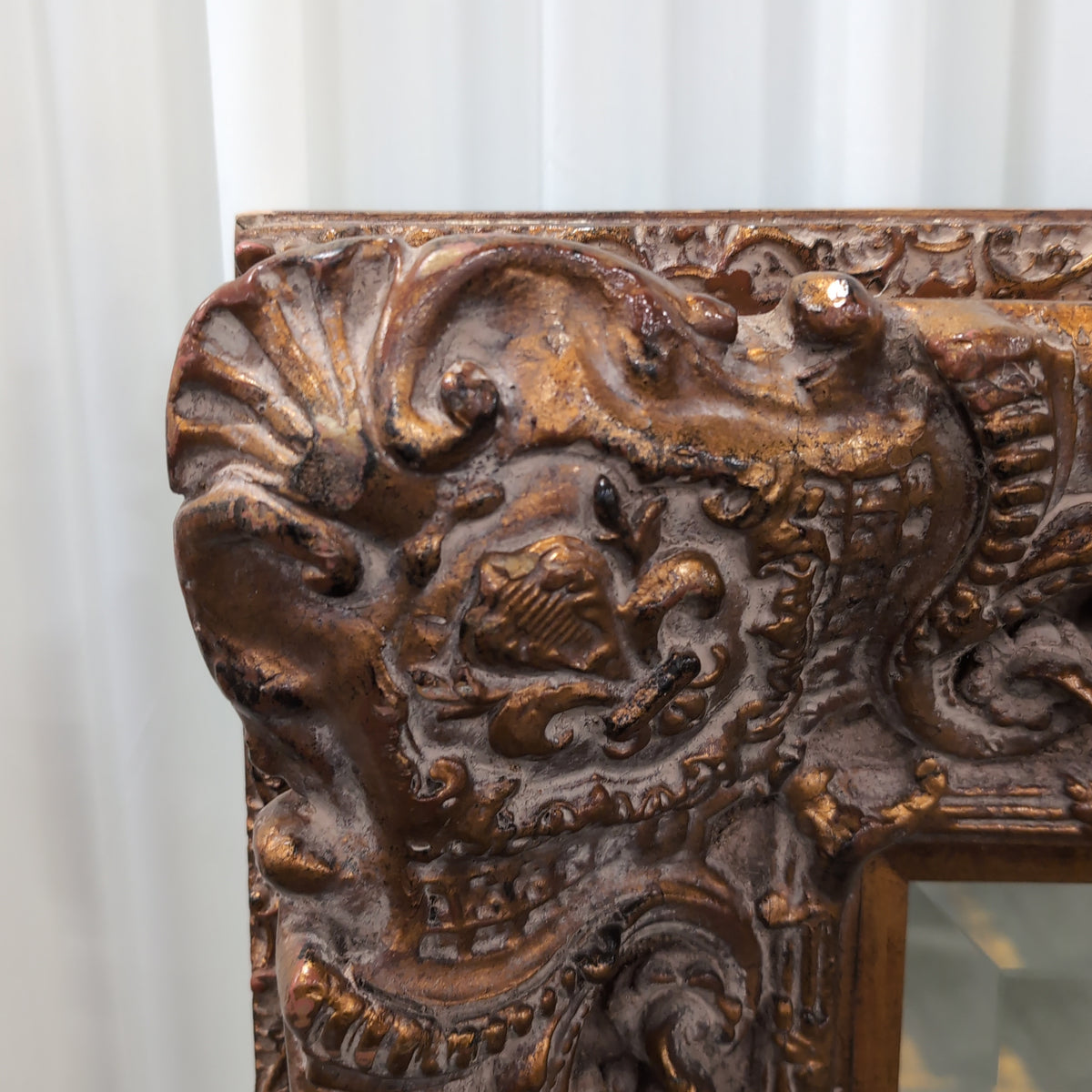 Large Ornate Carved Brown Wall Mirror