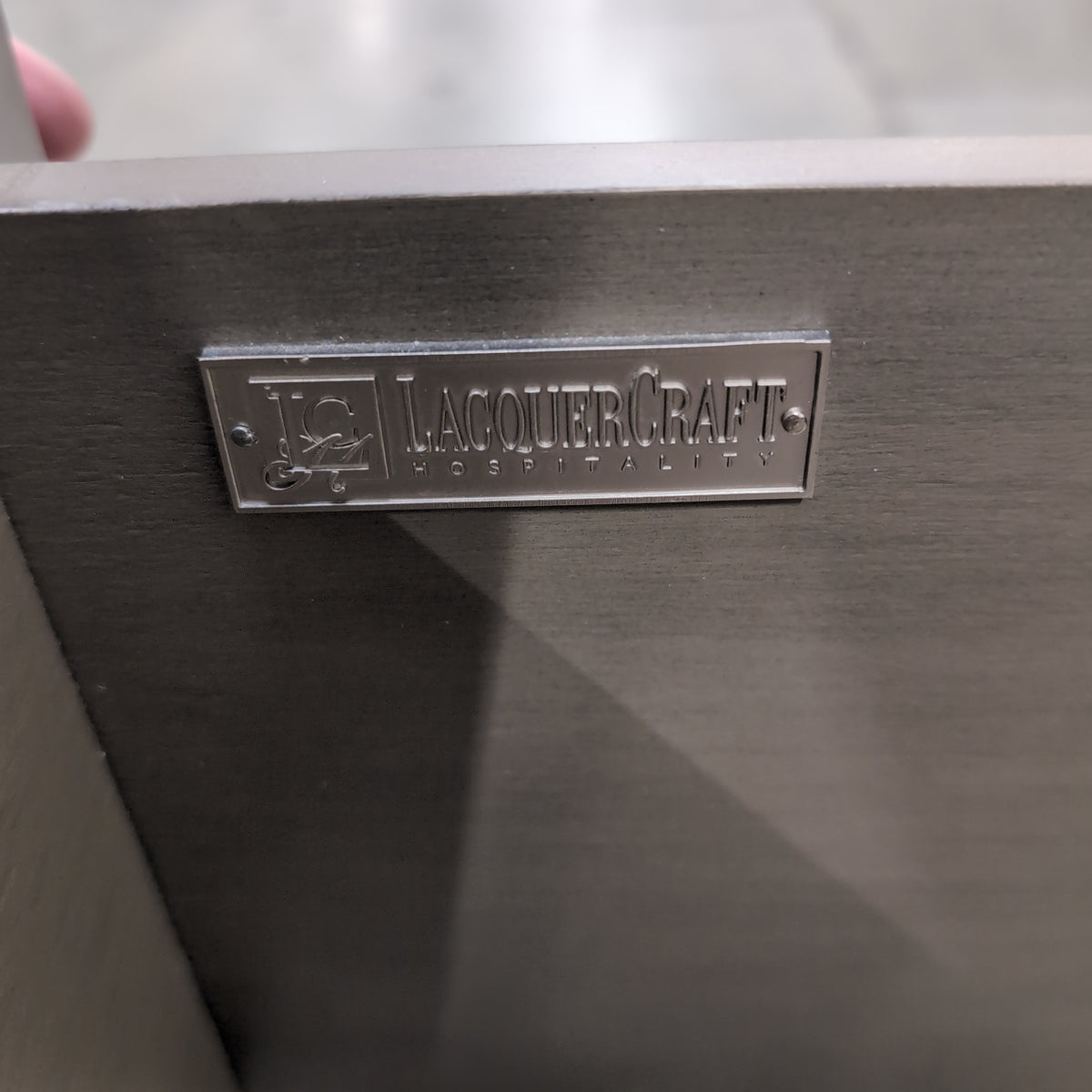 Lacouer Craft Hospitality - Minimalist Grey Wood TV Stand with Recessed Handles