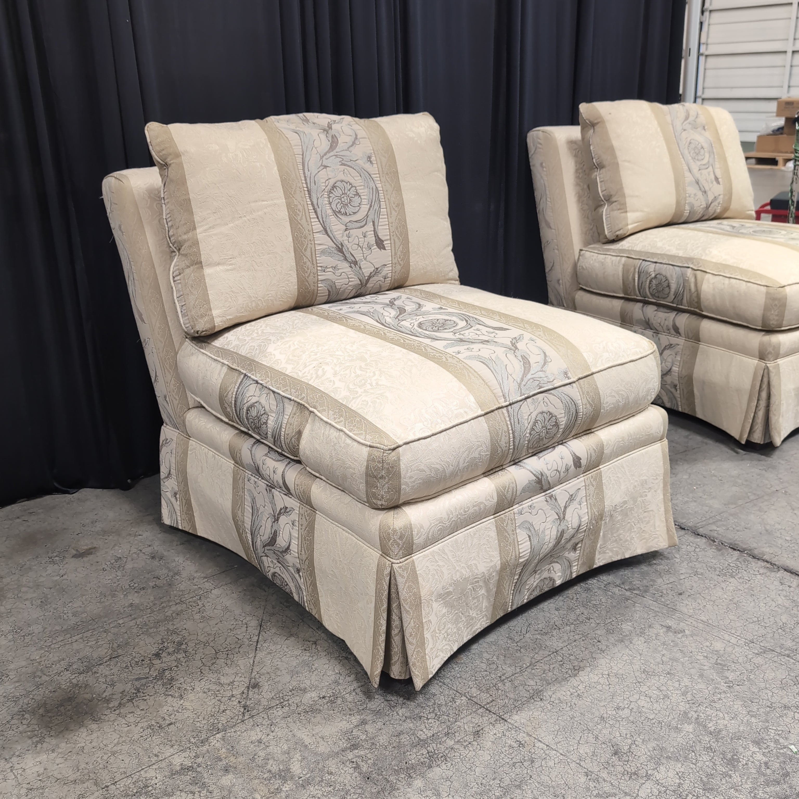 Sherrill Traditional Cream Armless Chair with Scrollwork
