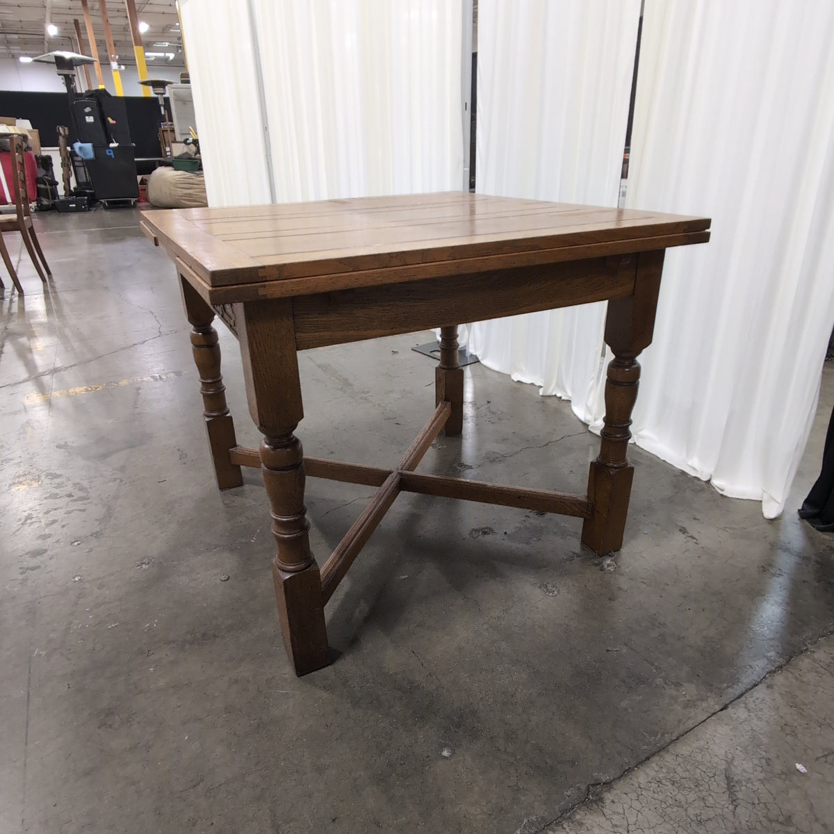 Golden Oak Square End Table with Turned Legs