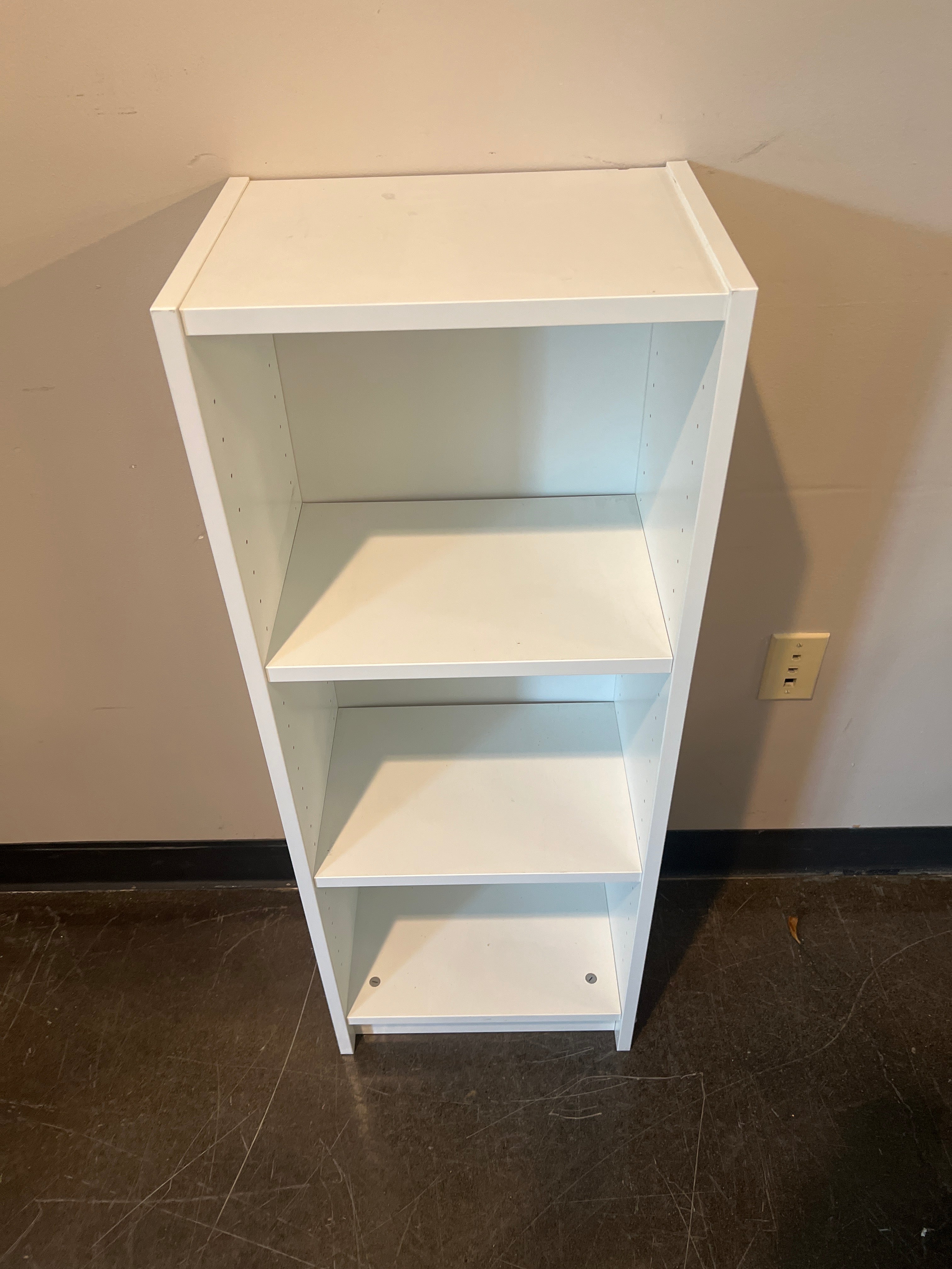 White 3-Shelf Narrow Bookcase