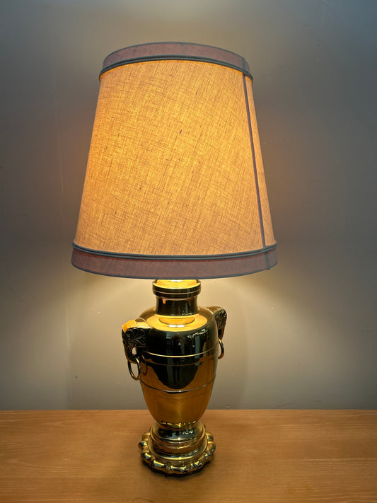 Baker Knapp And Tubbs Brass Table Lamp with Off-White Shade