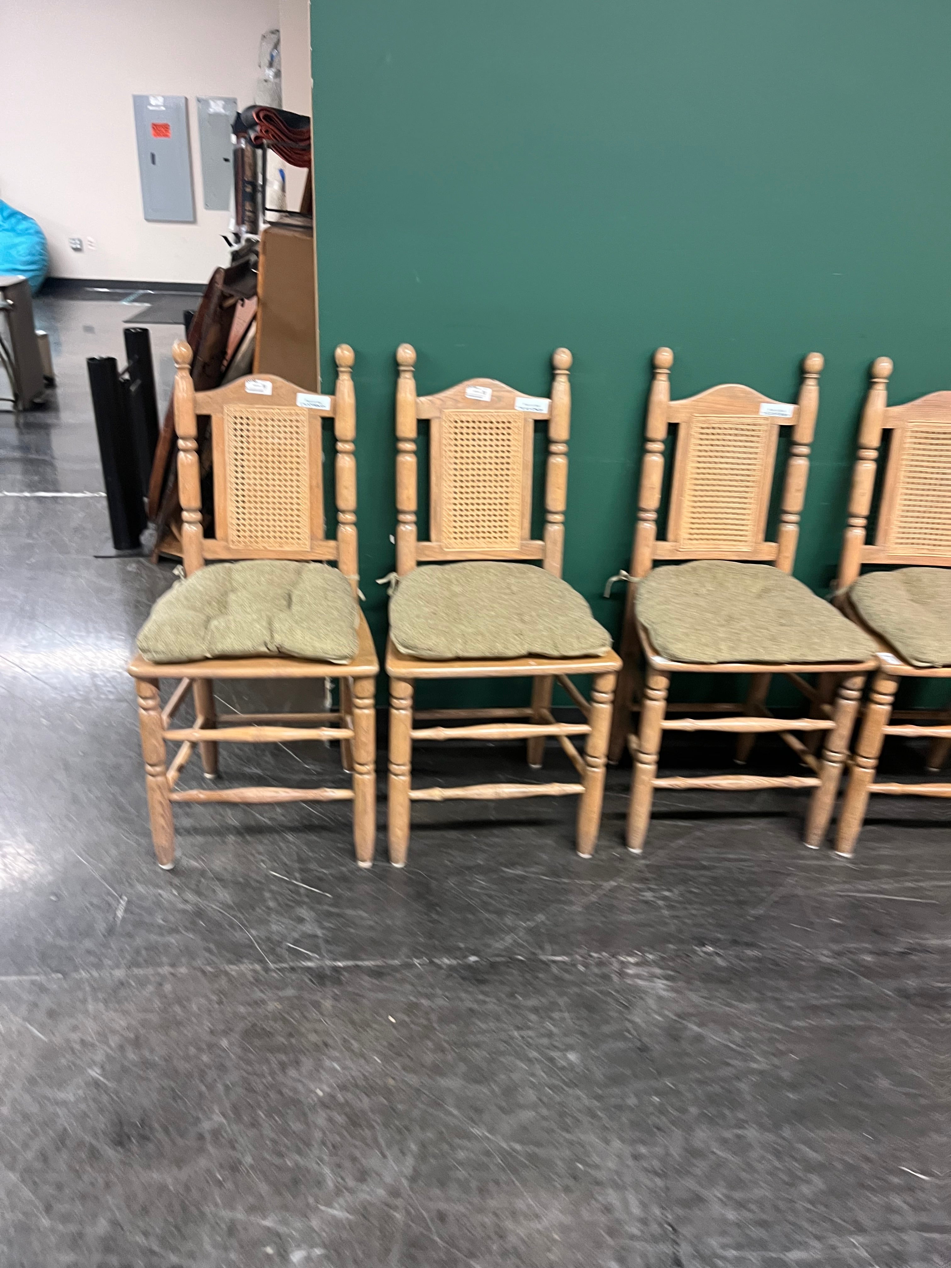 Mid Century Modern Sturdy Wood Dining Set with Six Chairs and Two Leafs