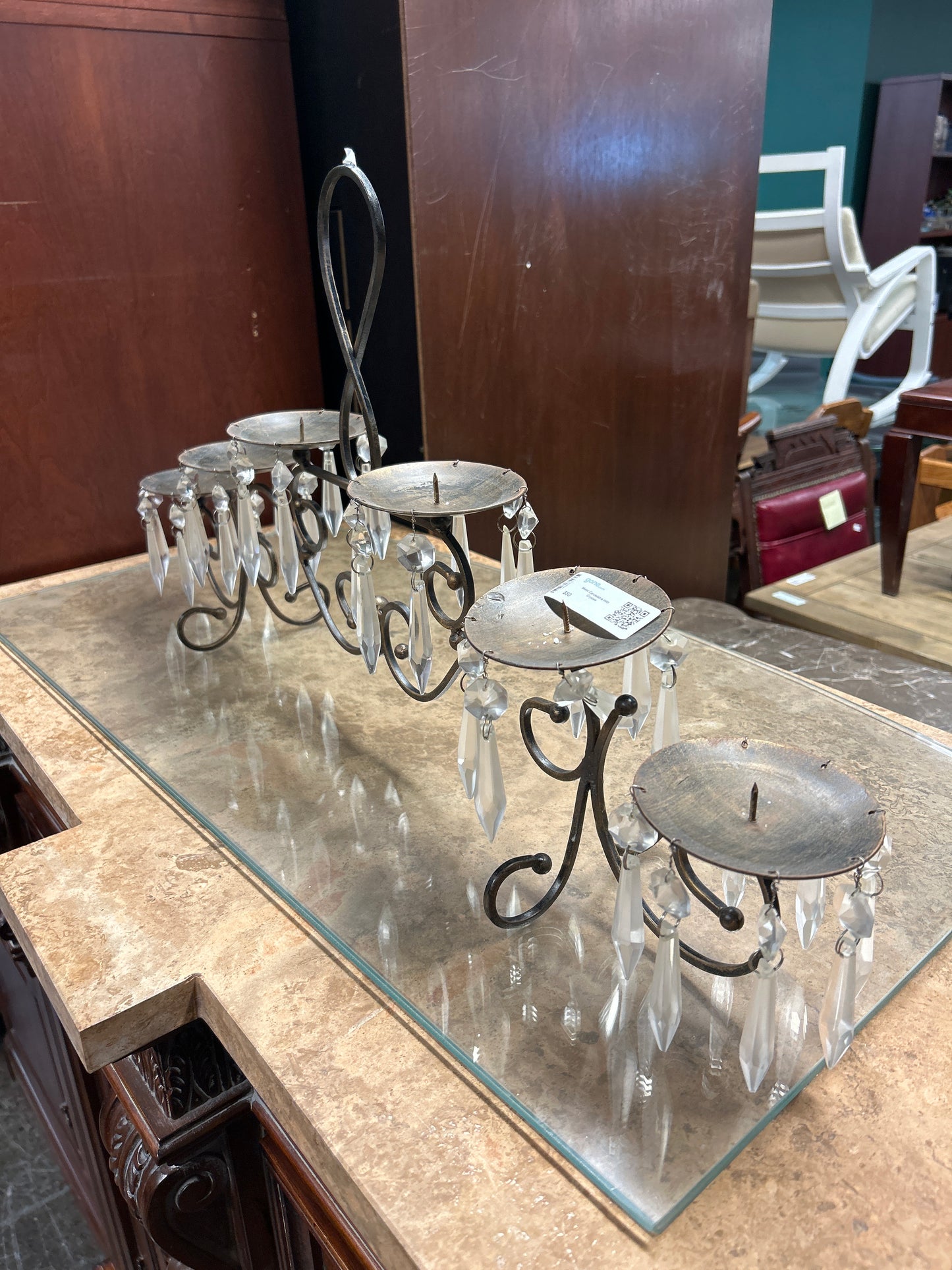 Metal Candelabra With Crystals