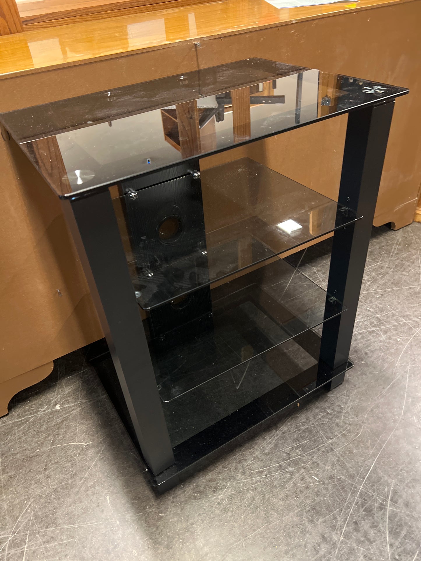 Smoky Glass and Dark Wood Shelf