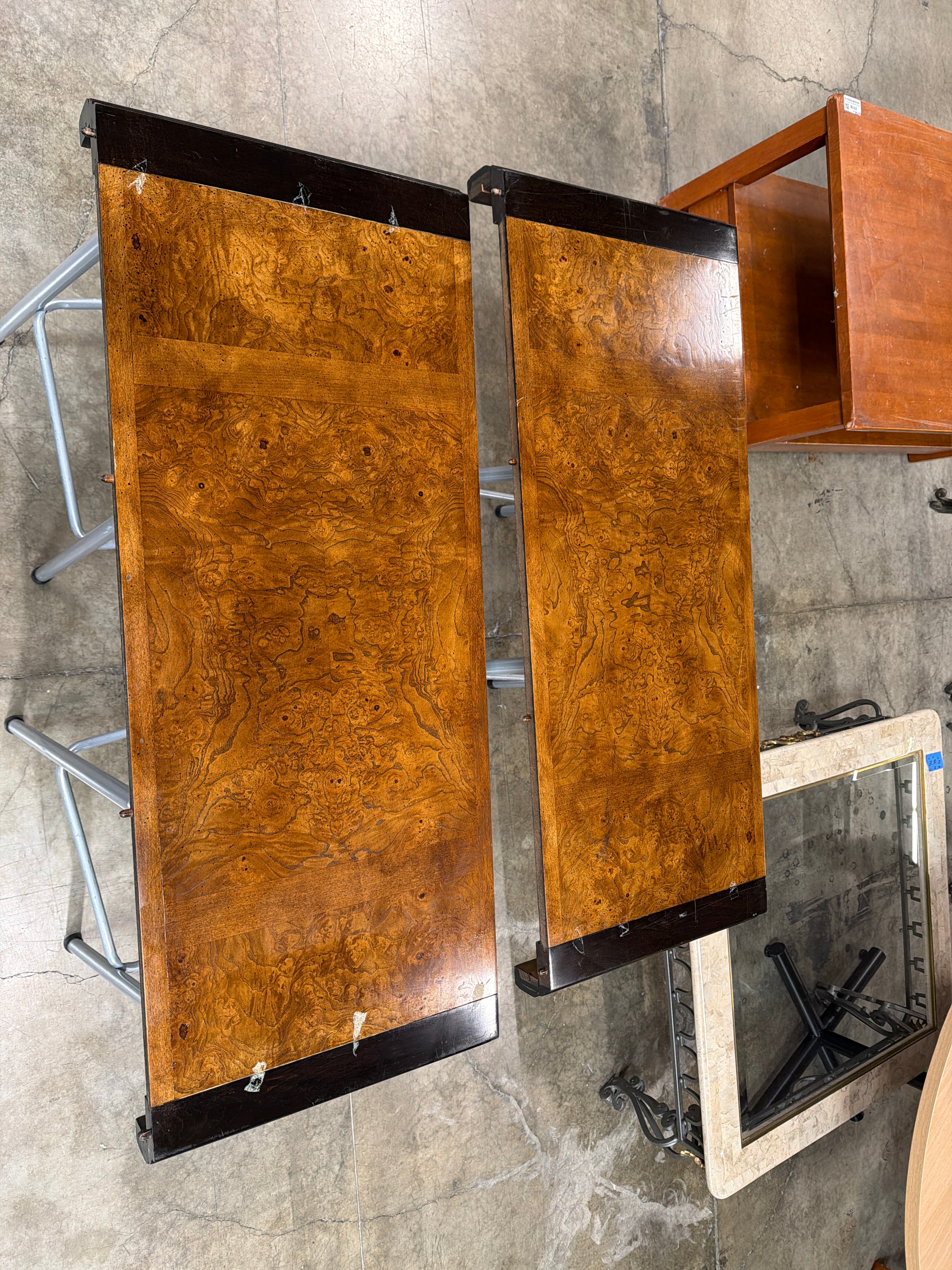 Vintage Century Furniture 'Chin Hua' Burl Wood & Black Lacquer Dining Table