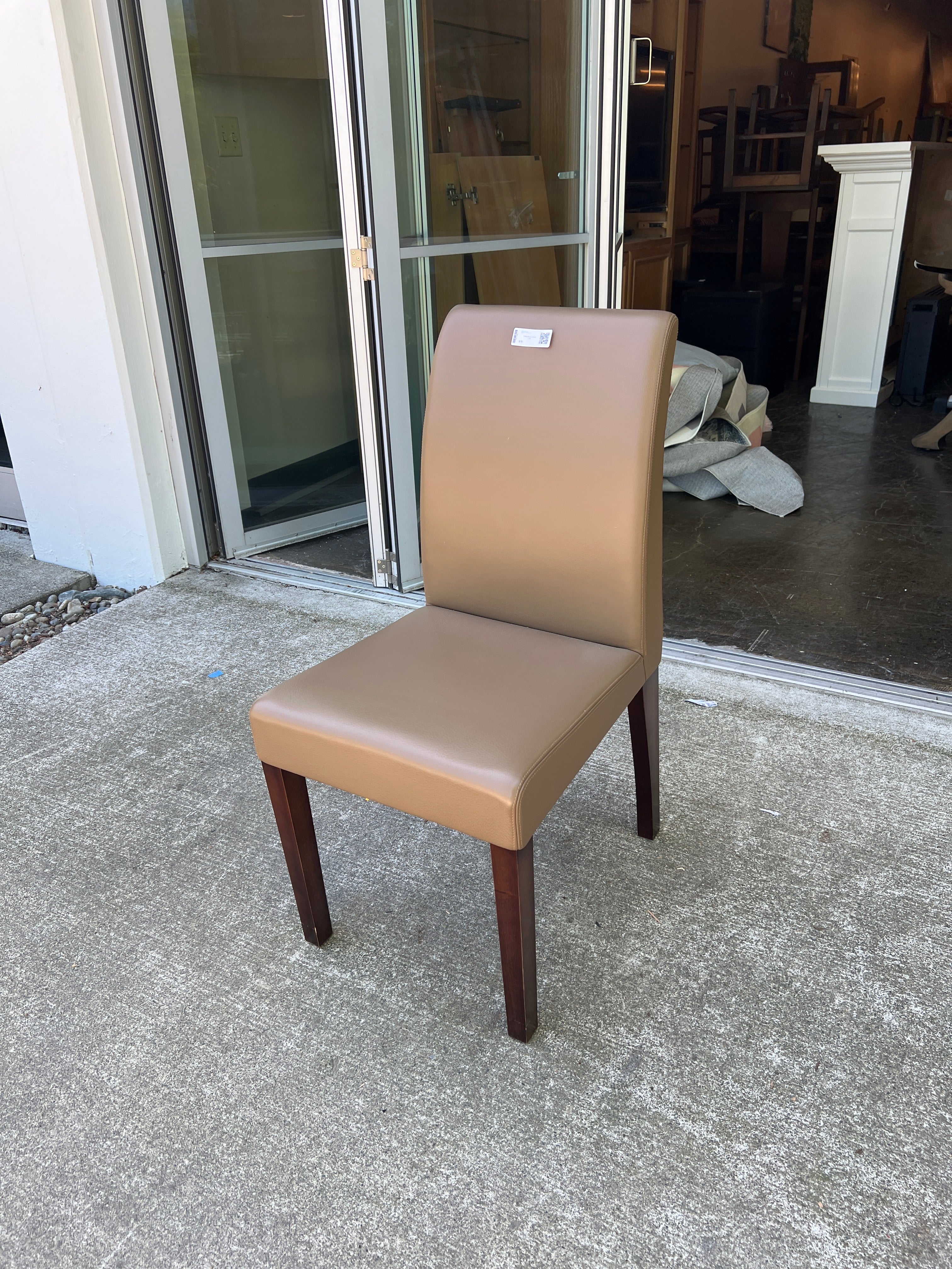Hugues Chevalier Brown Leather Dining Chair