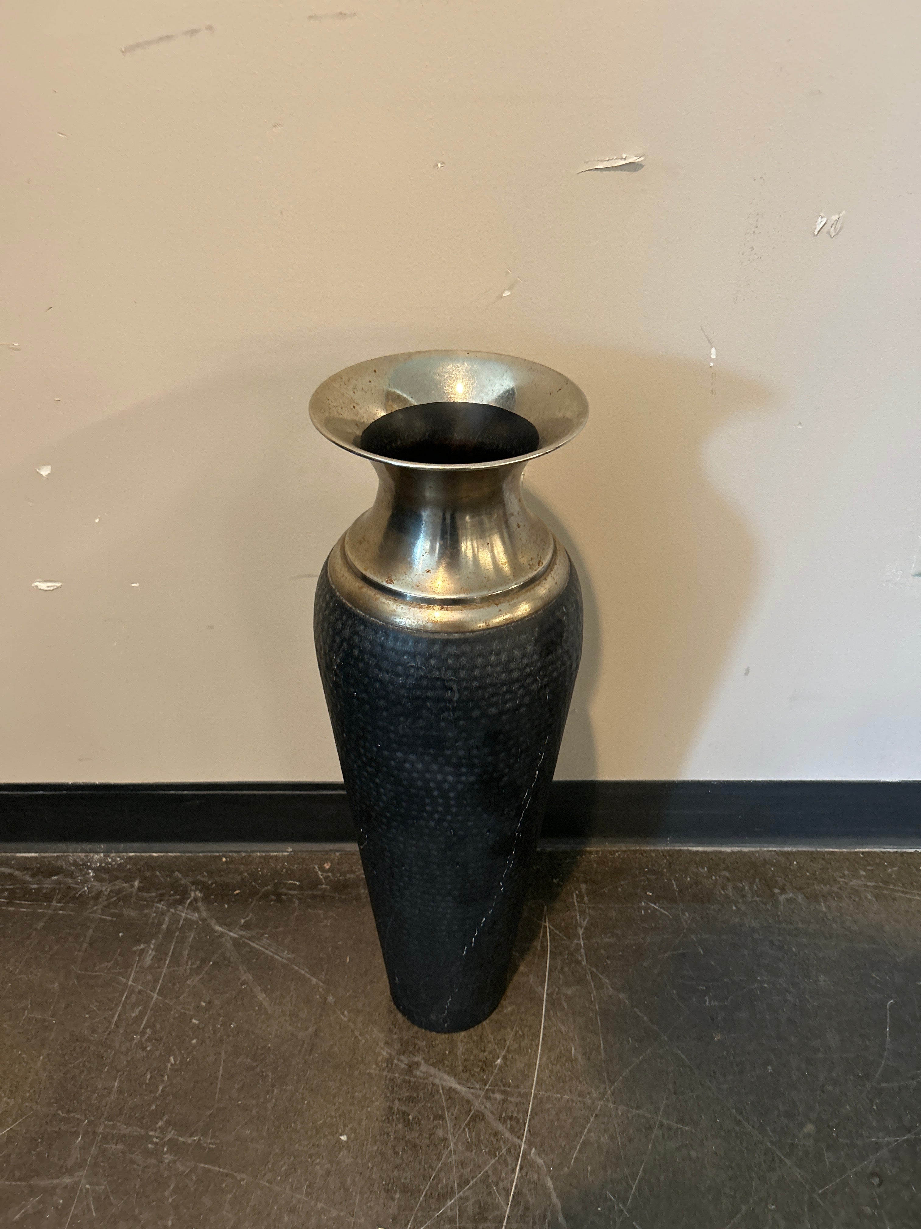 Black and Silver Metal Vase