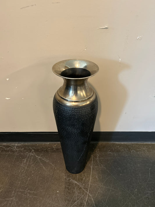 Black and Silver Metal Vase