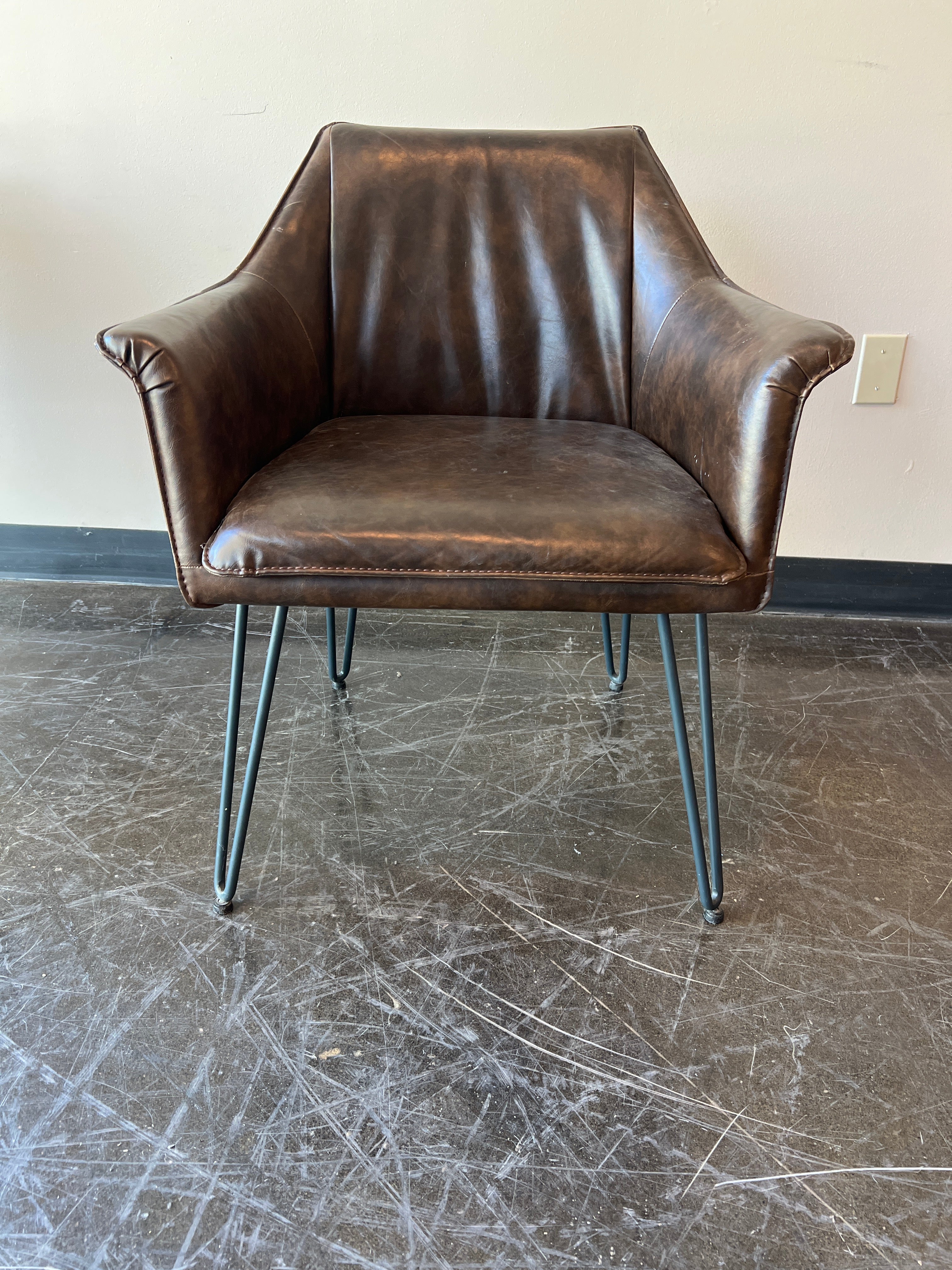 Rustic Brown Leather Accent Chair
