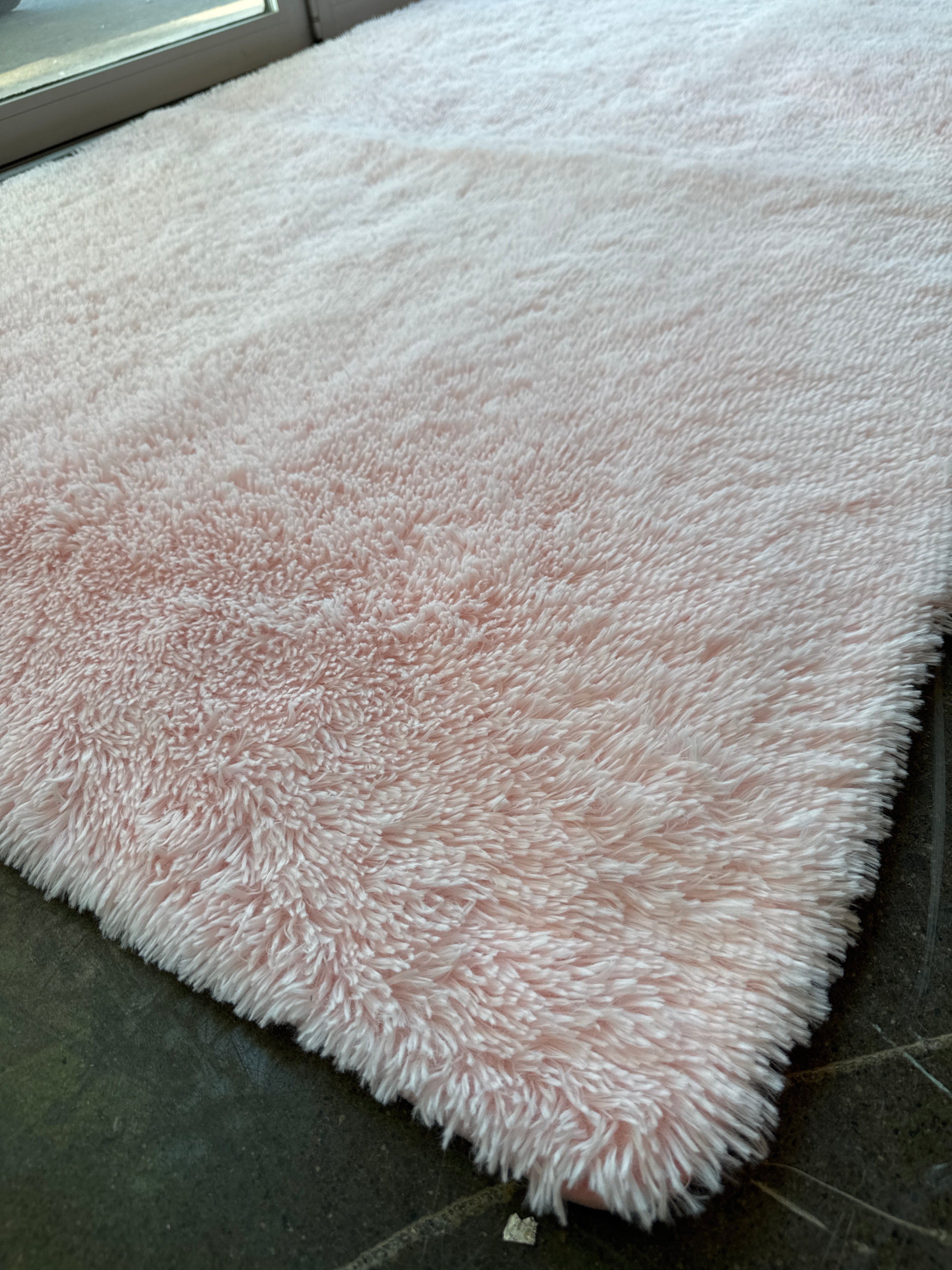 Blush Pink Faux Fur Area Rug