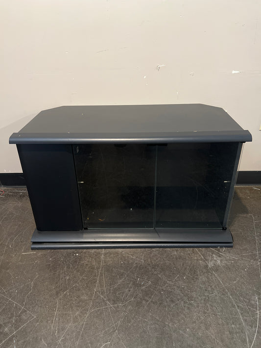 Dark Gray Glass-Front Media Cabinet