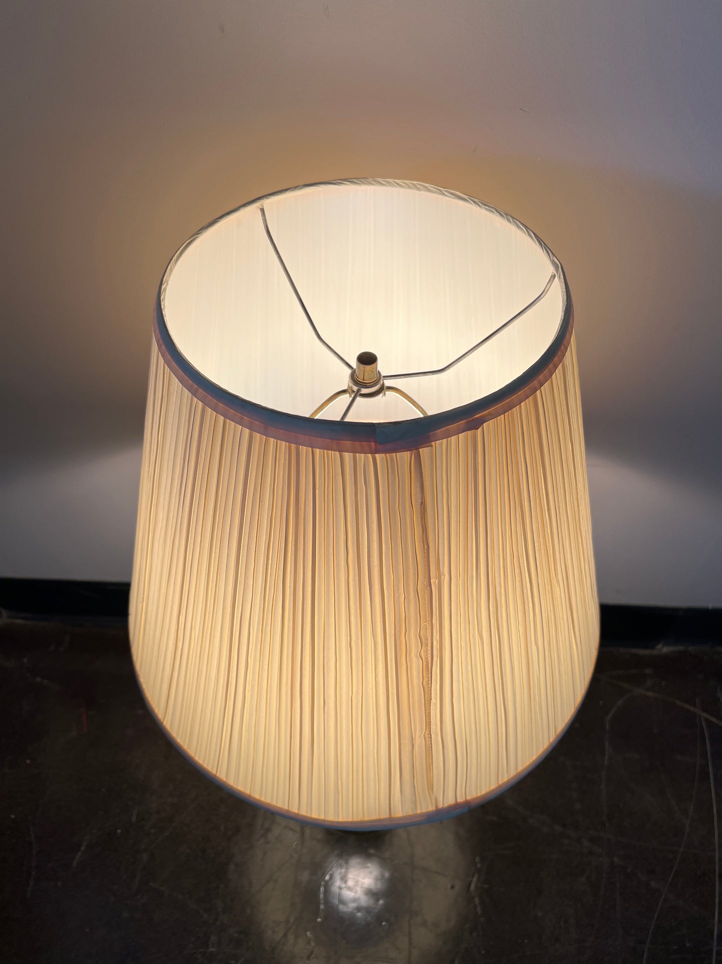 Brass Tone Traditional Table Lamp with Pleated Shade