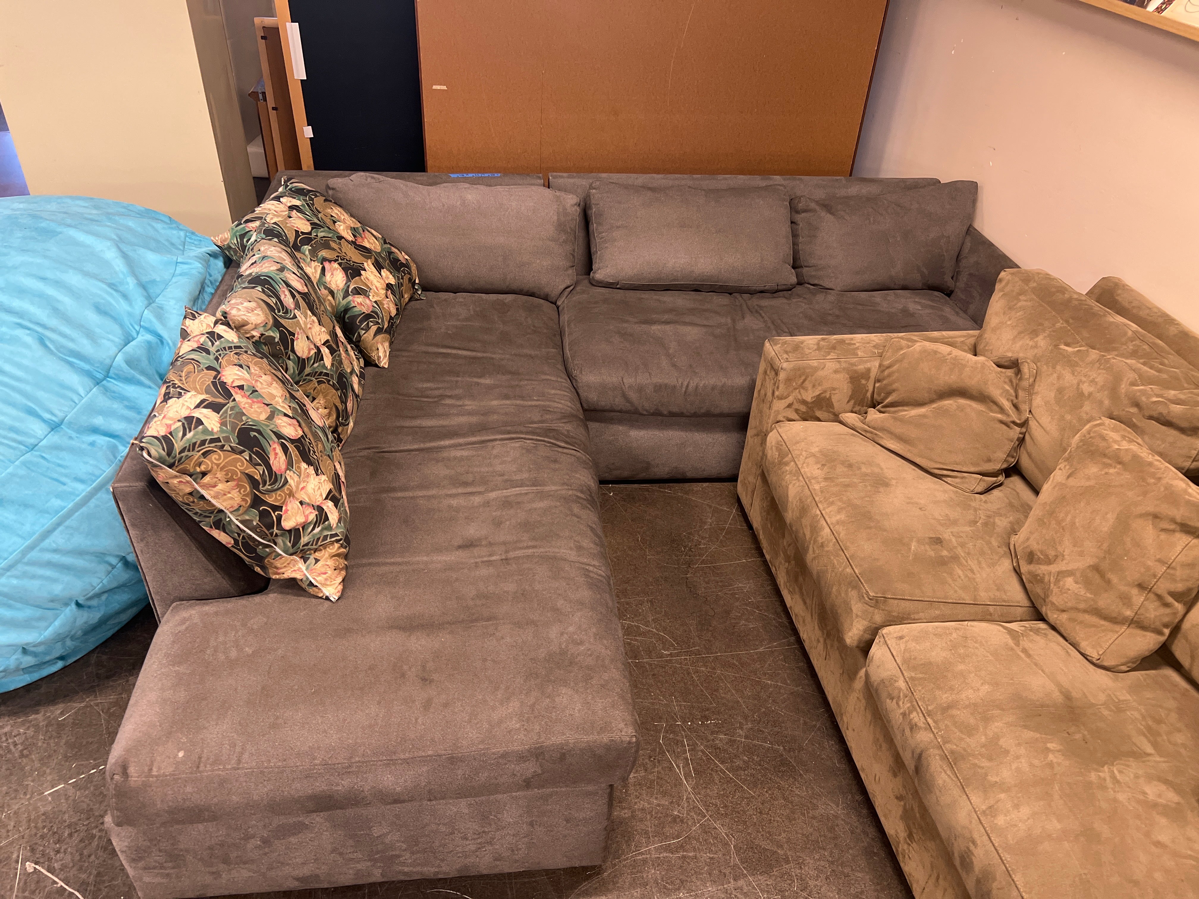 Spacious Dark Grey Fabric Sectional Sofa with Chaise