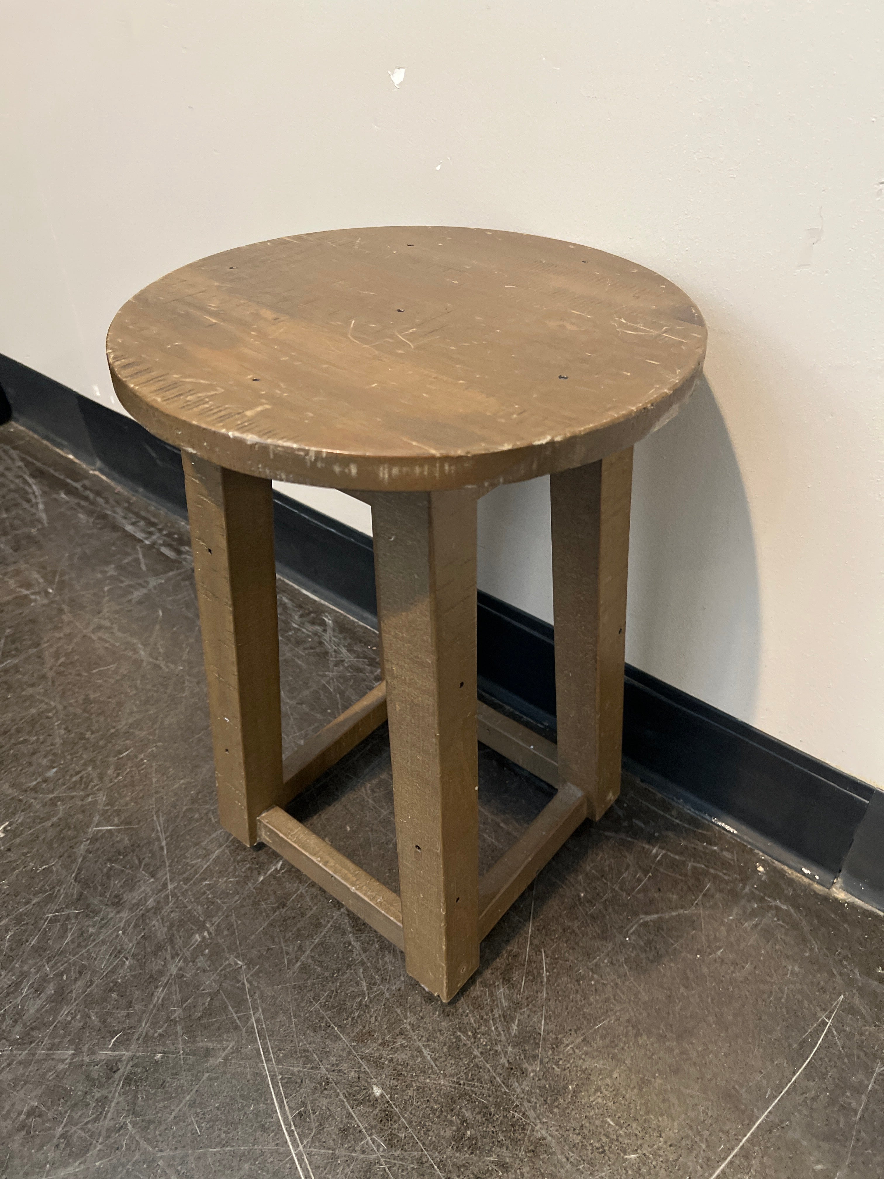 Rustic Brown Wood Round Side Table