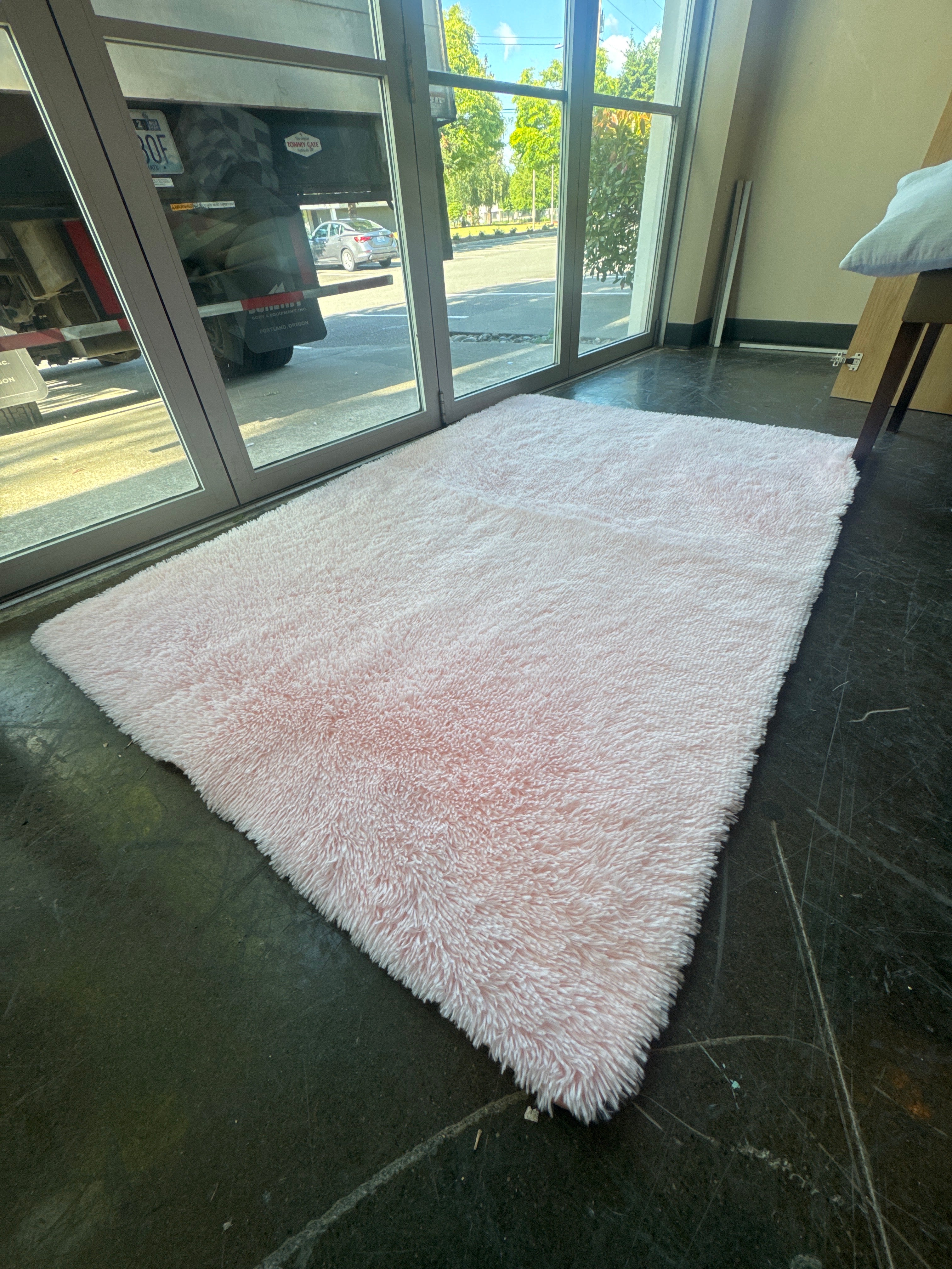 Blush Pink Faux Fur Area Rug