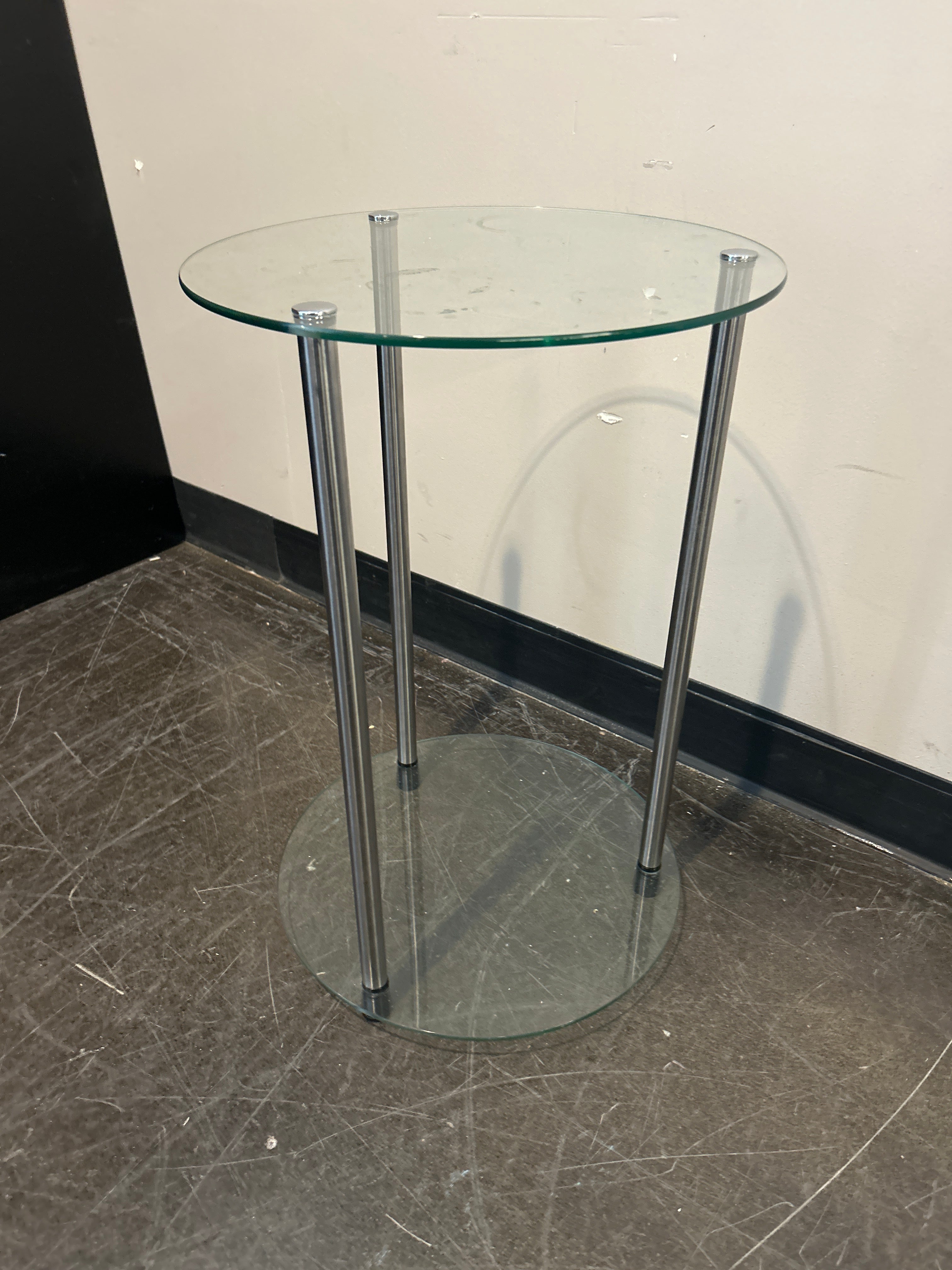 Round Glass Side Table with Chrome Legs