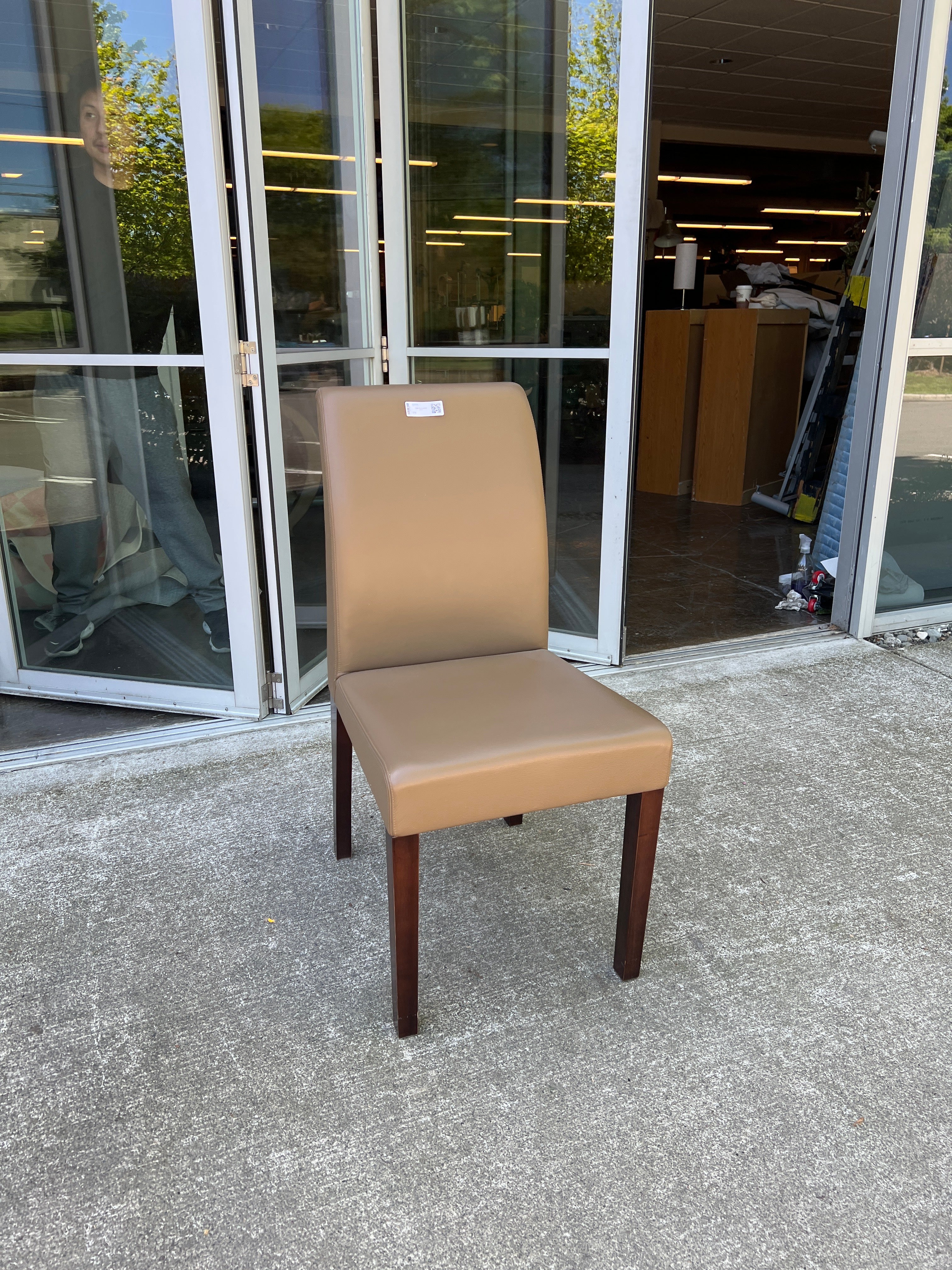 Hugues Chevalier Brown Leather Dining Chair