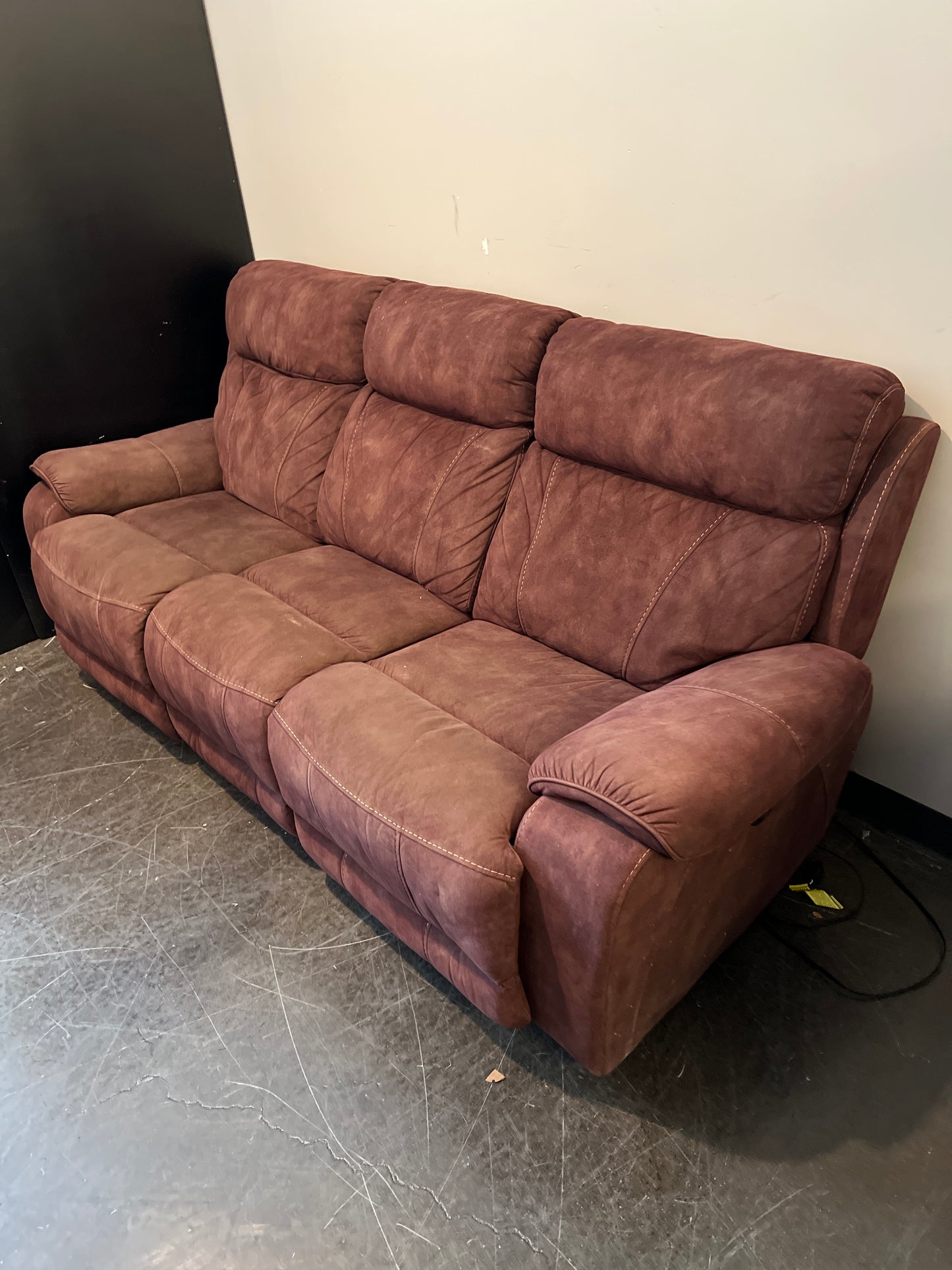 Deep Maroon Reclining Sofa