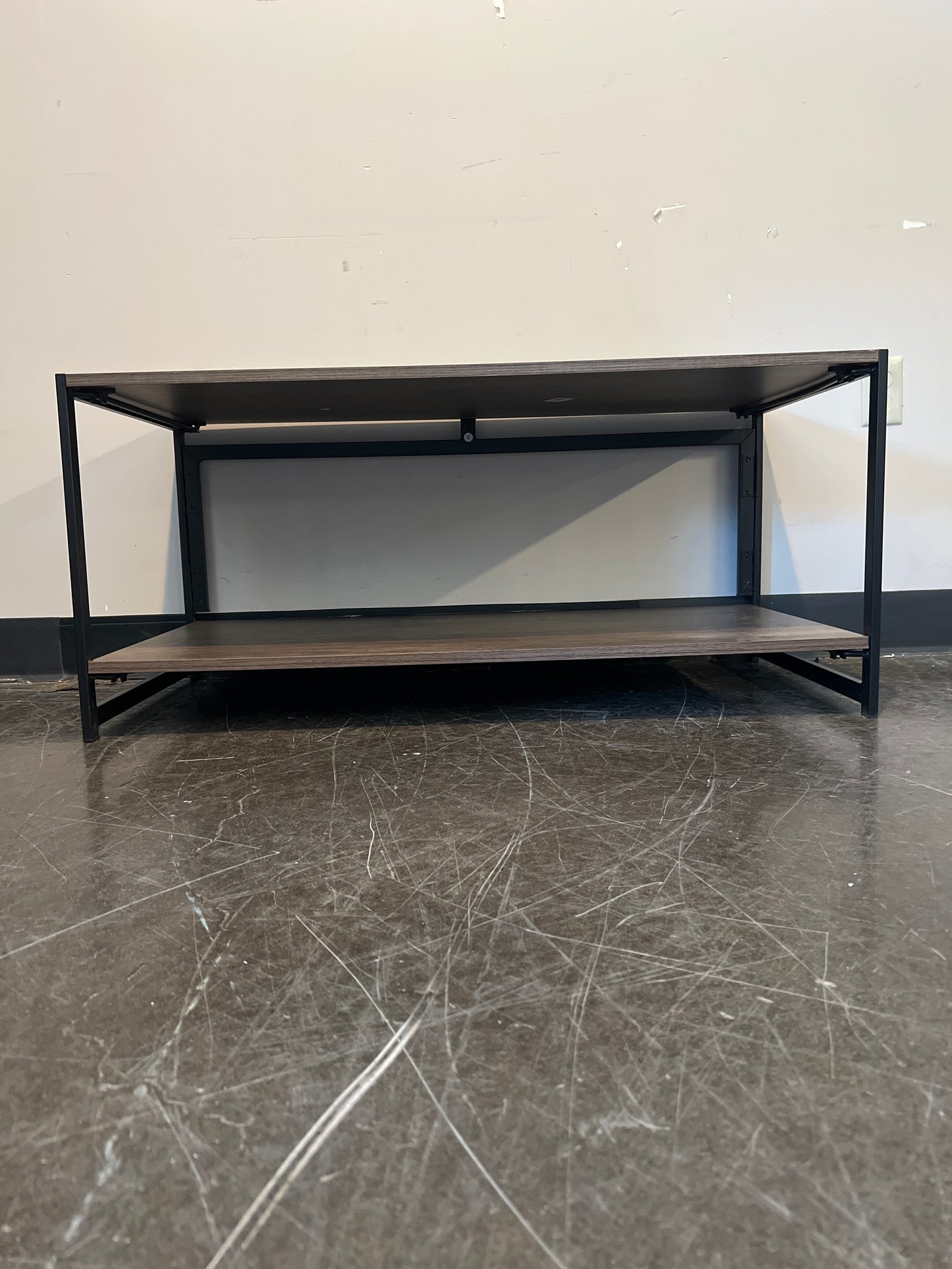 Modern Industrial TV Stand with Black Metal Frame