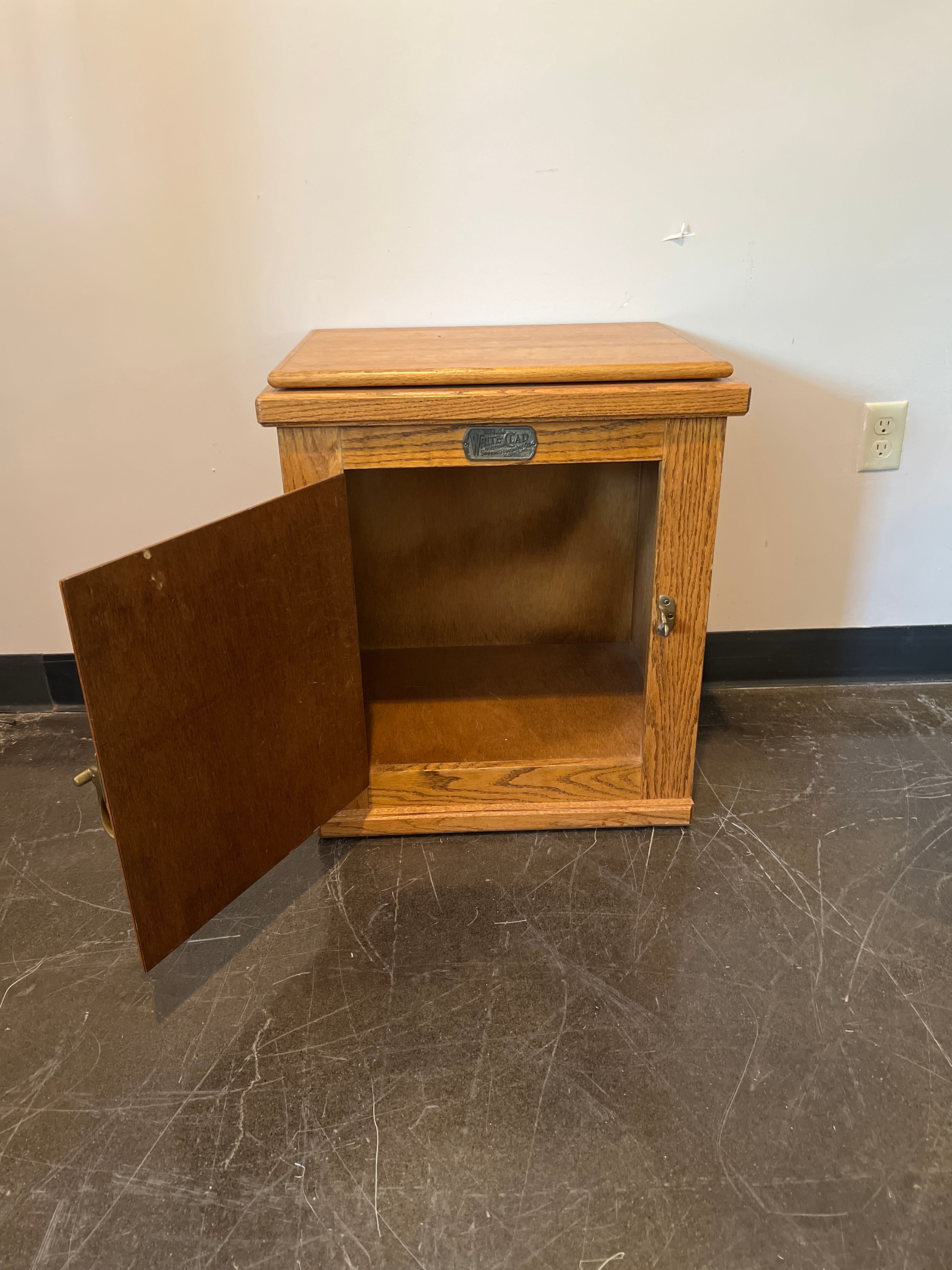White Clad Vintage-Style Oak Ice Box Cabinet