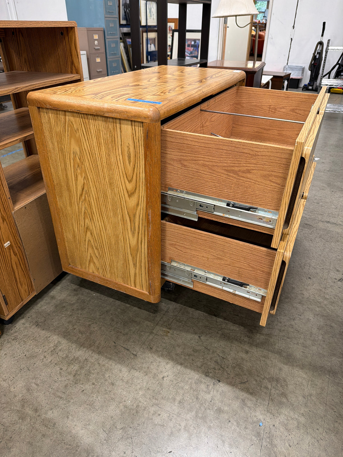 Light Oak Wood Four-Drawer Filing Cabinet