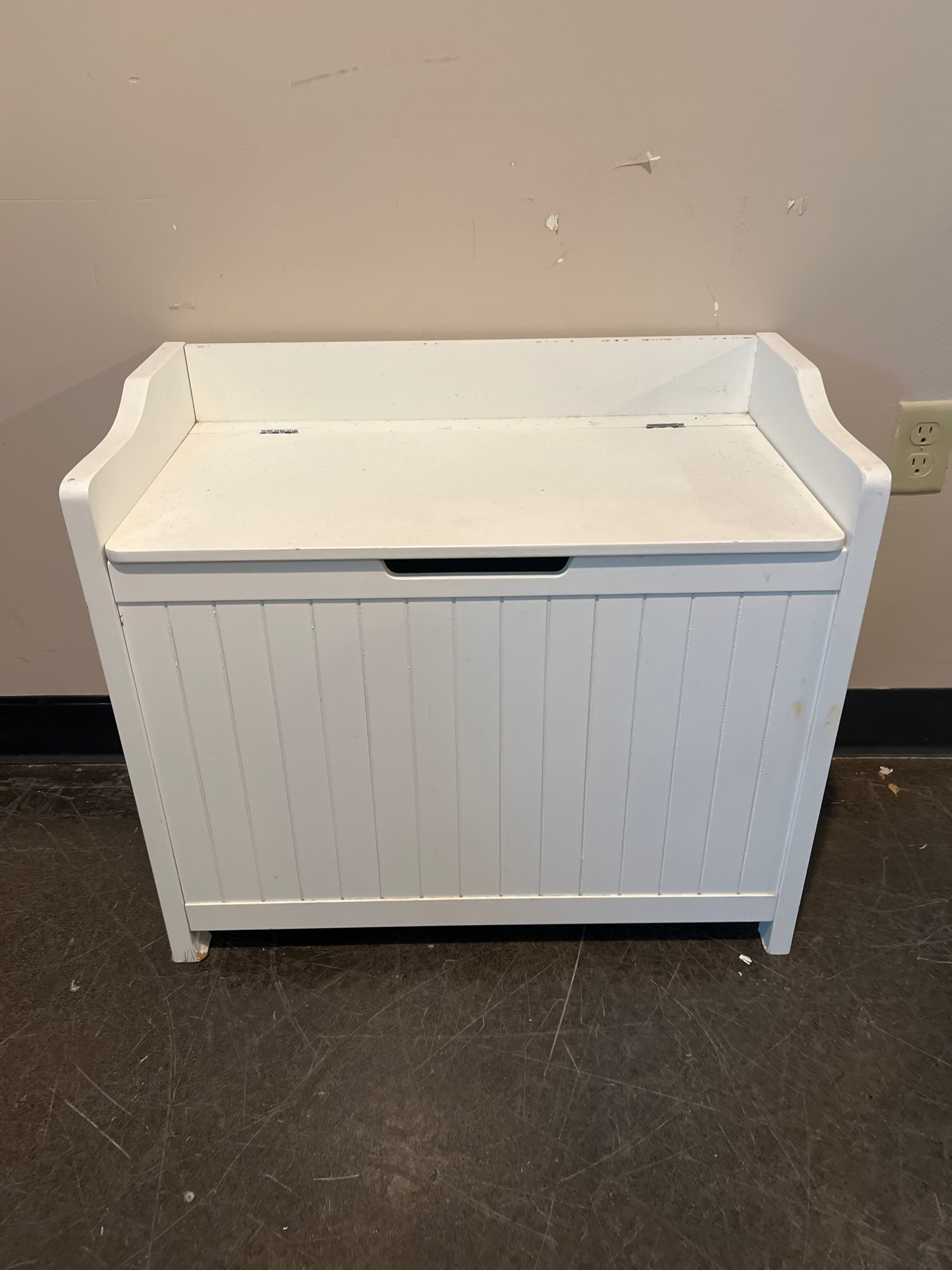 Minimalist White Wooden Storage Bench