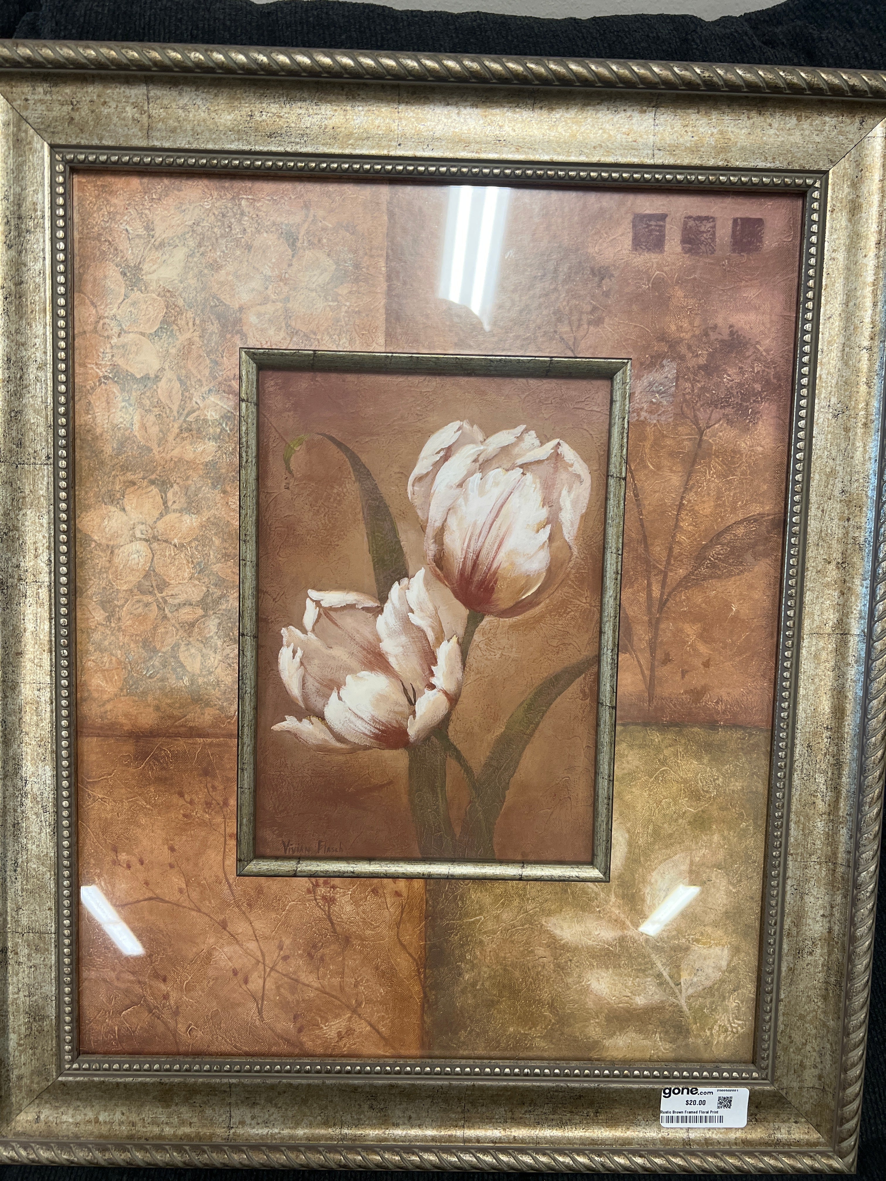 Rustic Brown Framed Floral Print