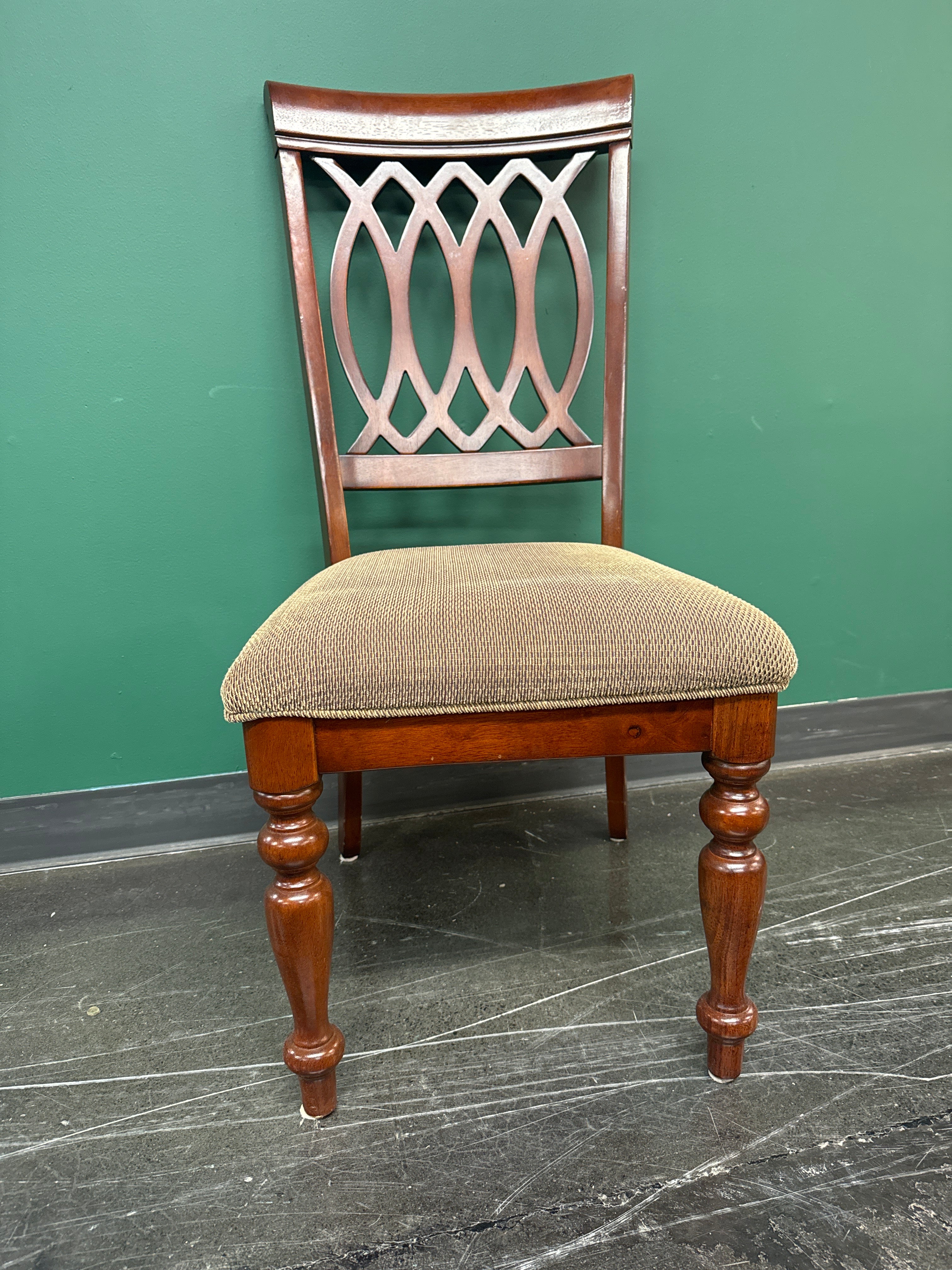 Wood And Fabric Seat Dining Room Chair