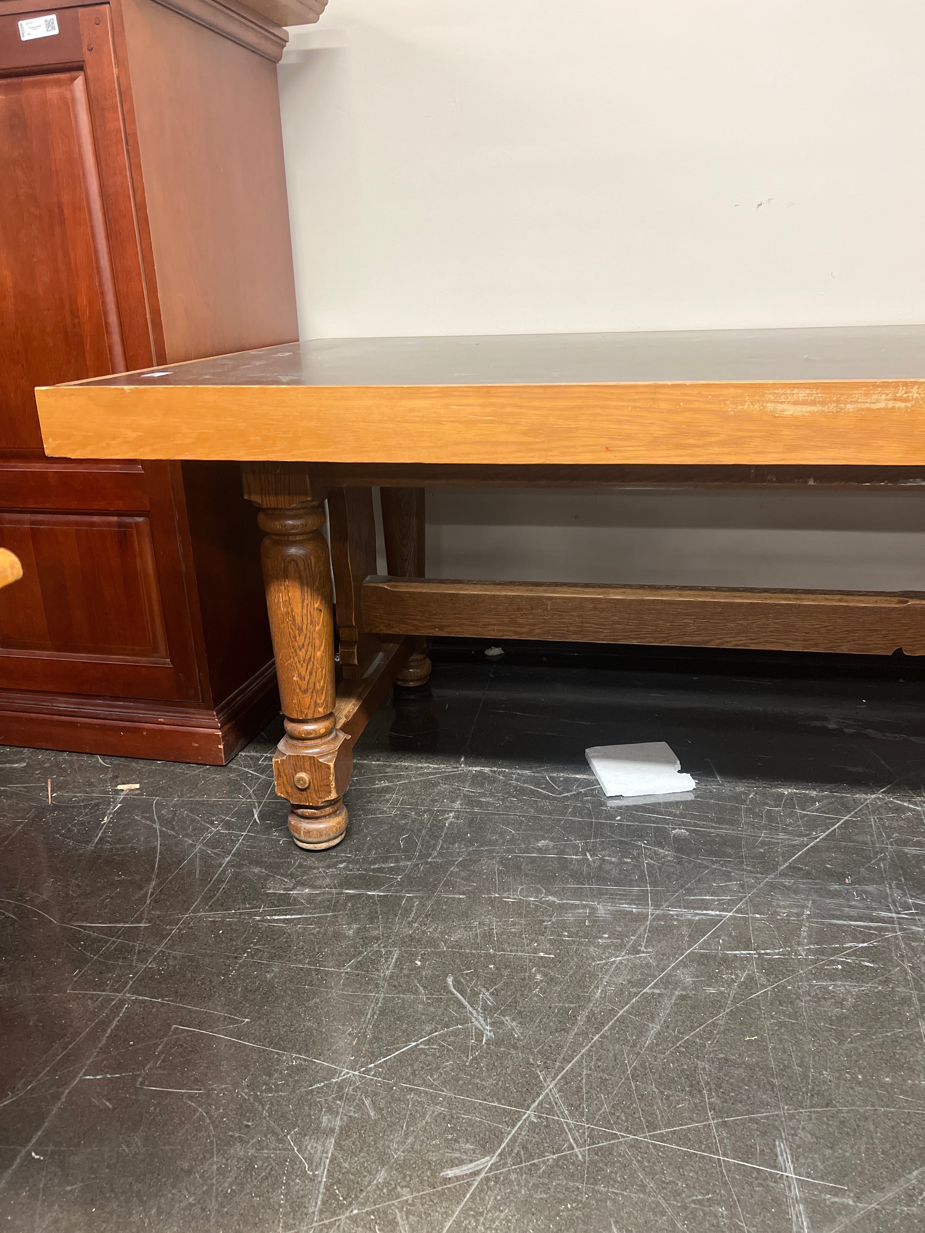 Vintage Large Library Tables Wood w/ Whimsical Details