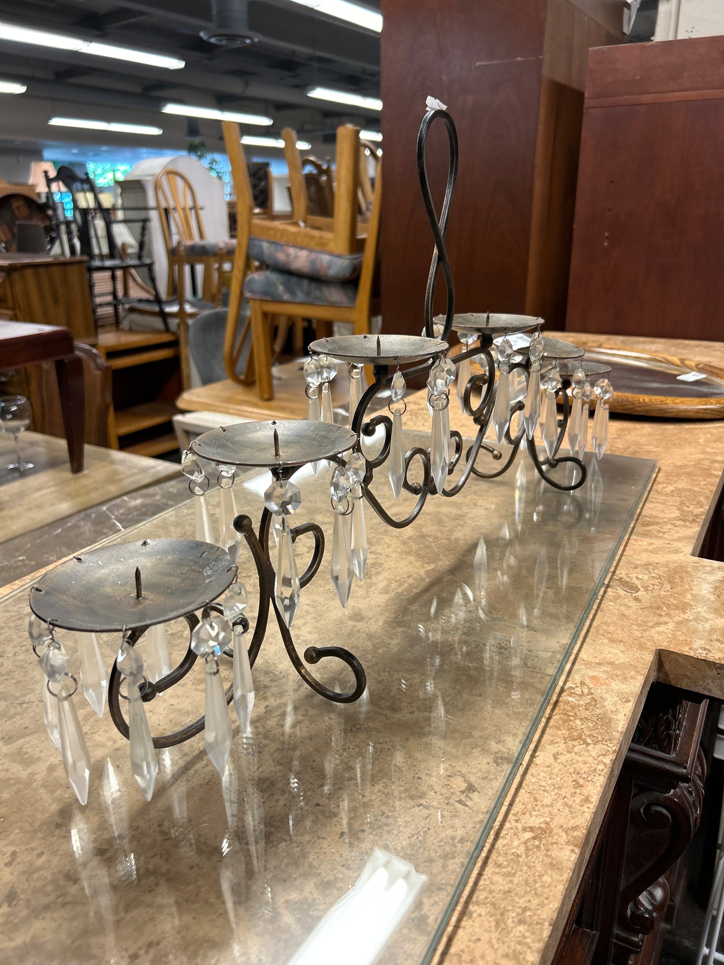 Metal Candelabra With Crystals