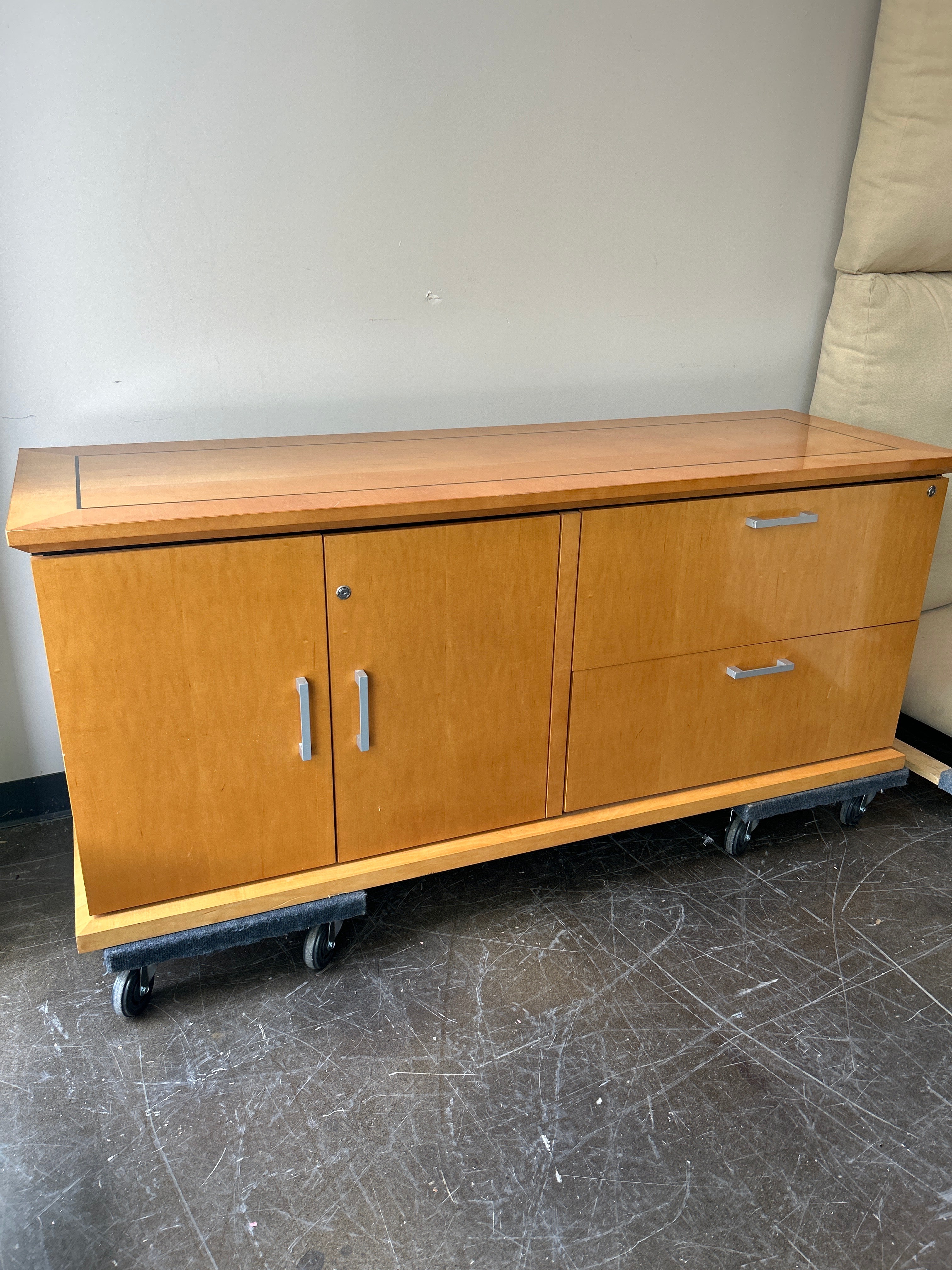 Oak Storage Cabinet with Lock