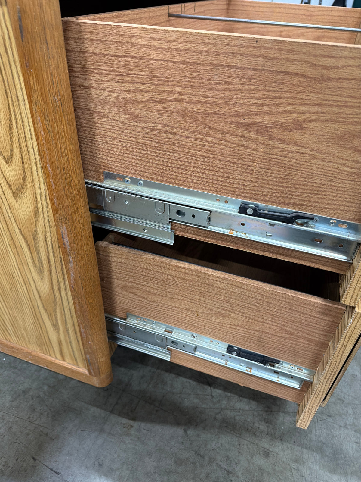 Light Oak Wood Four-Drawer Filing Cabinet