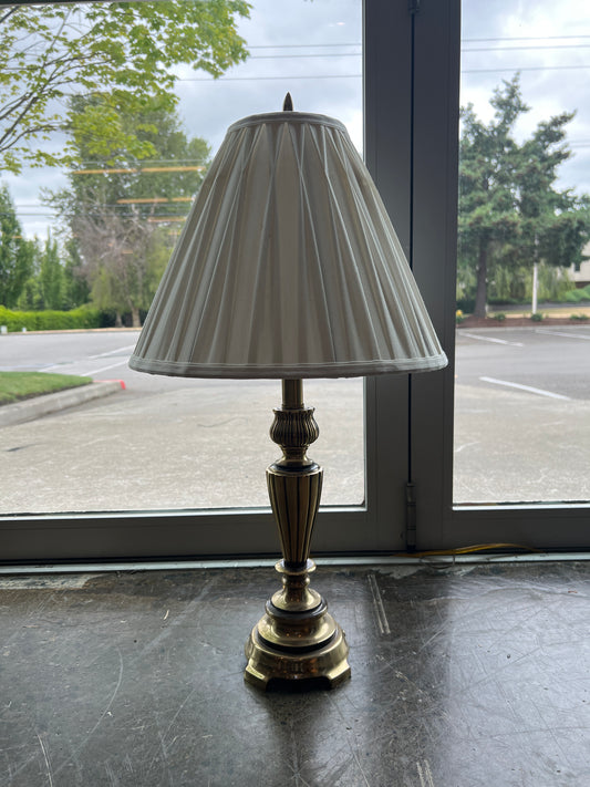 Brass Table Lamp with Pleated Shade
