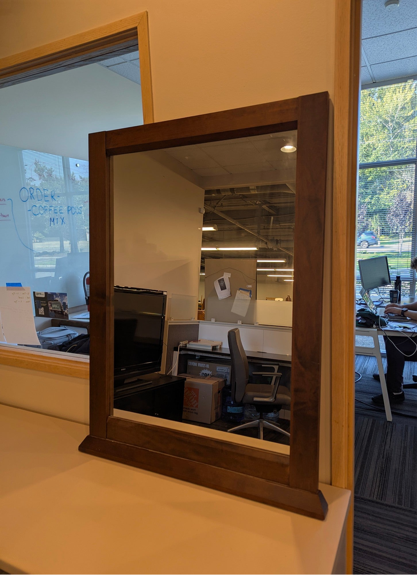 Dark Wood Framed Rectangular Mirror