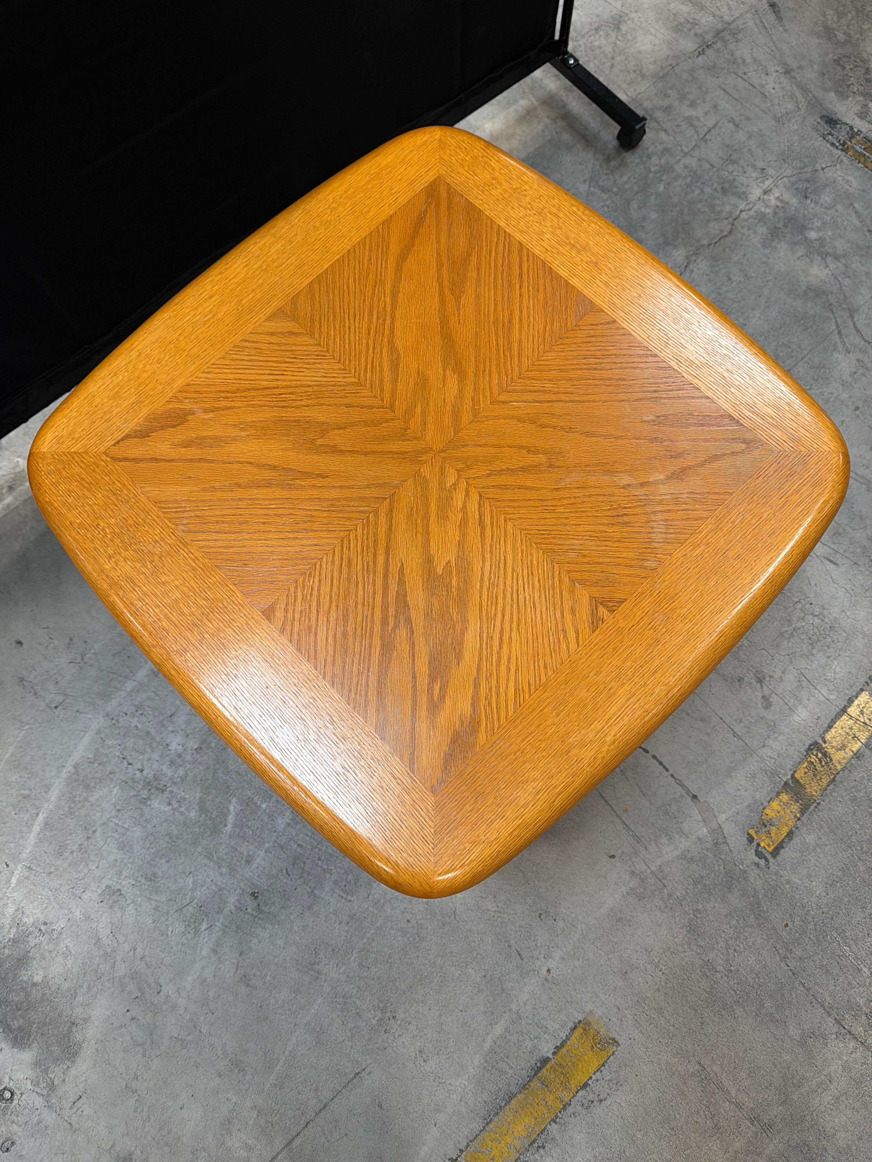 Square Wood Side Table with Geometric Top Design