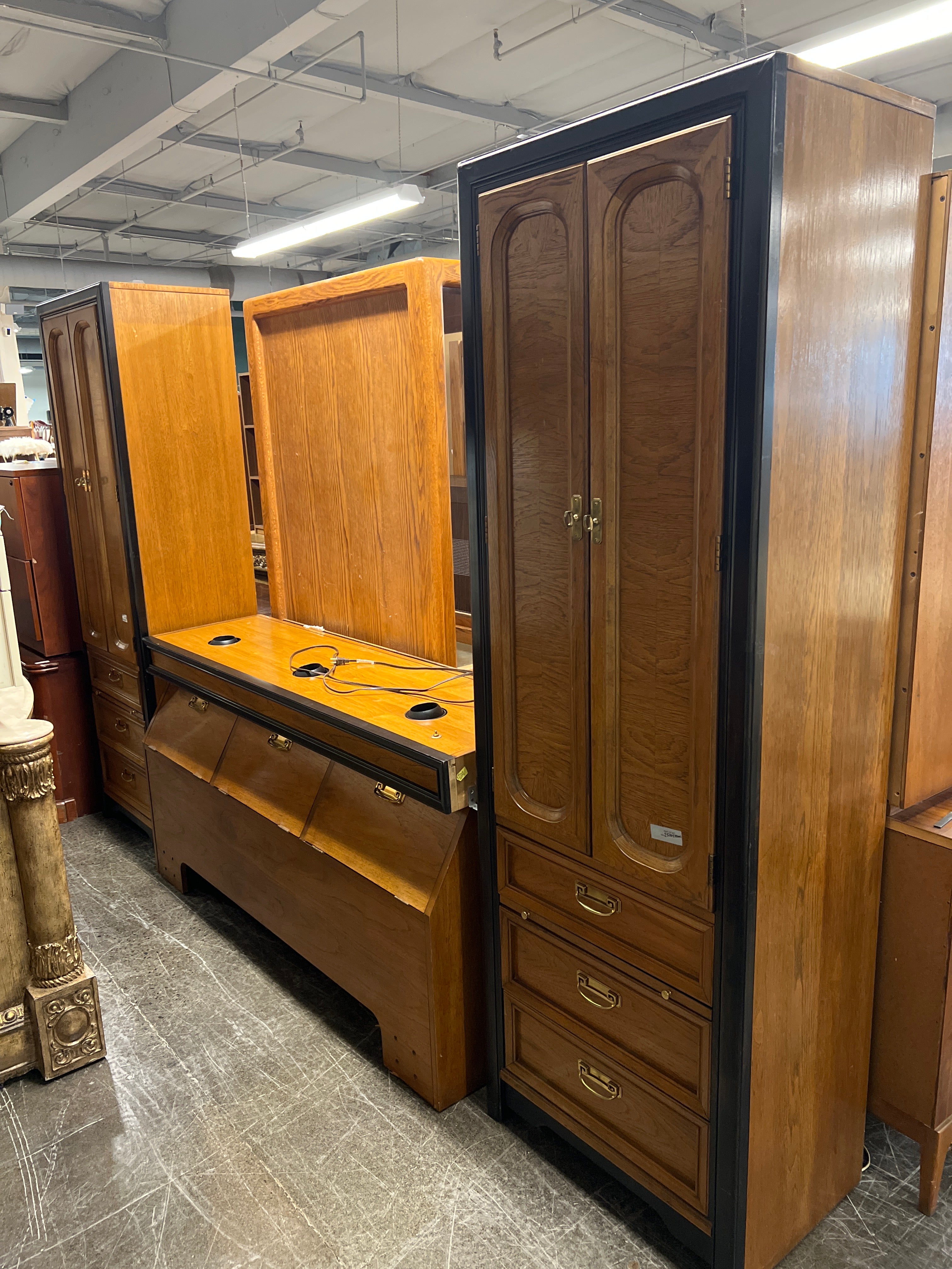 Thomasville Modern Mid Century Headboard with Armoire Set