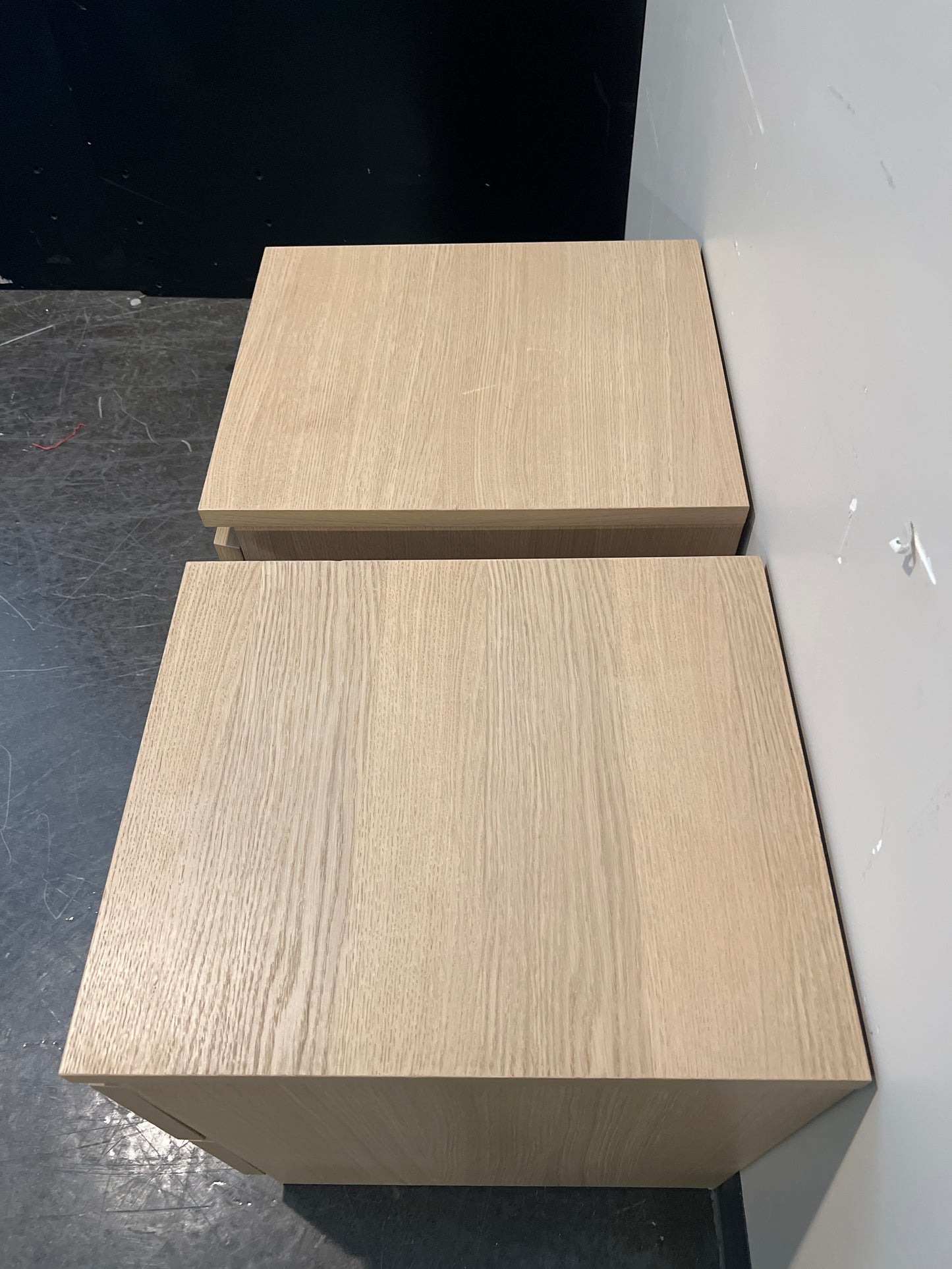 Two-Drawer Light Oak Wood Nightstand