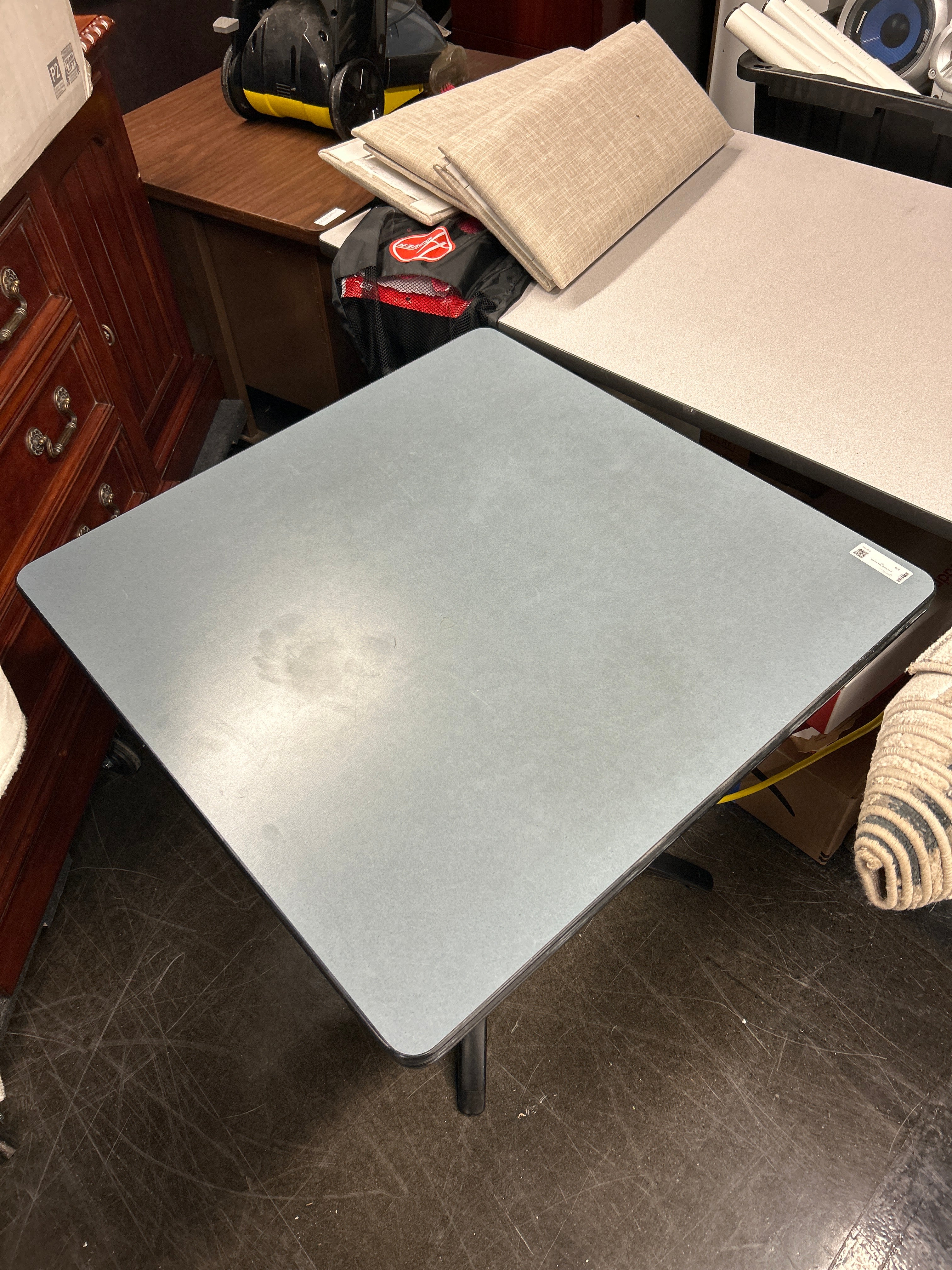Small Square Table with Blue Top