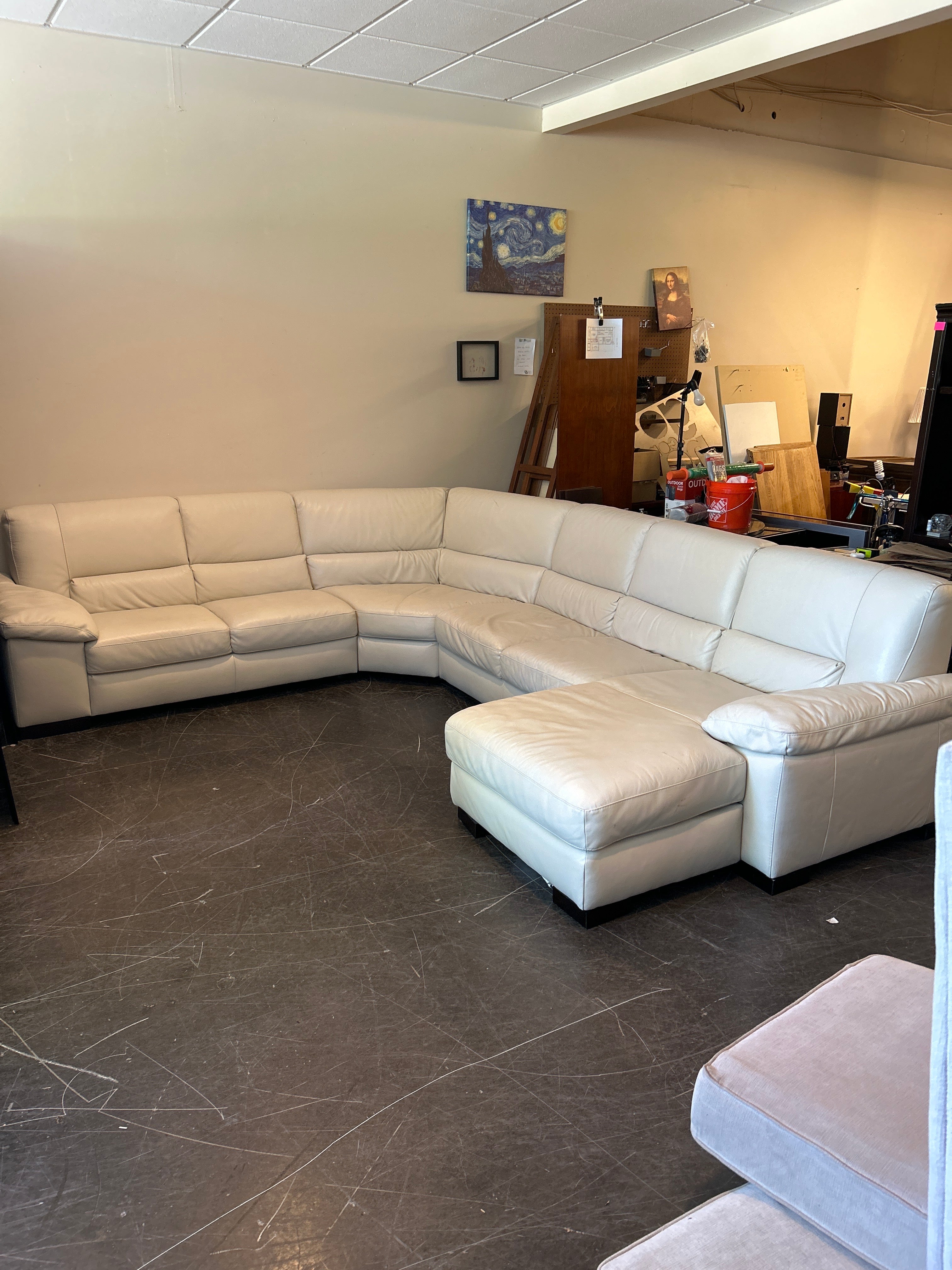 Natuzzi Italsofa White Leather Sectional Sofa