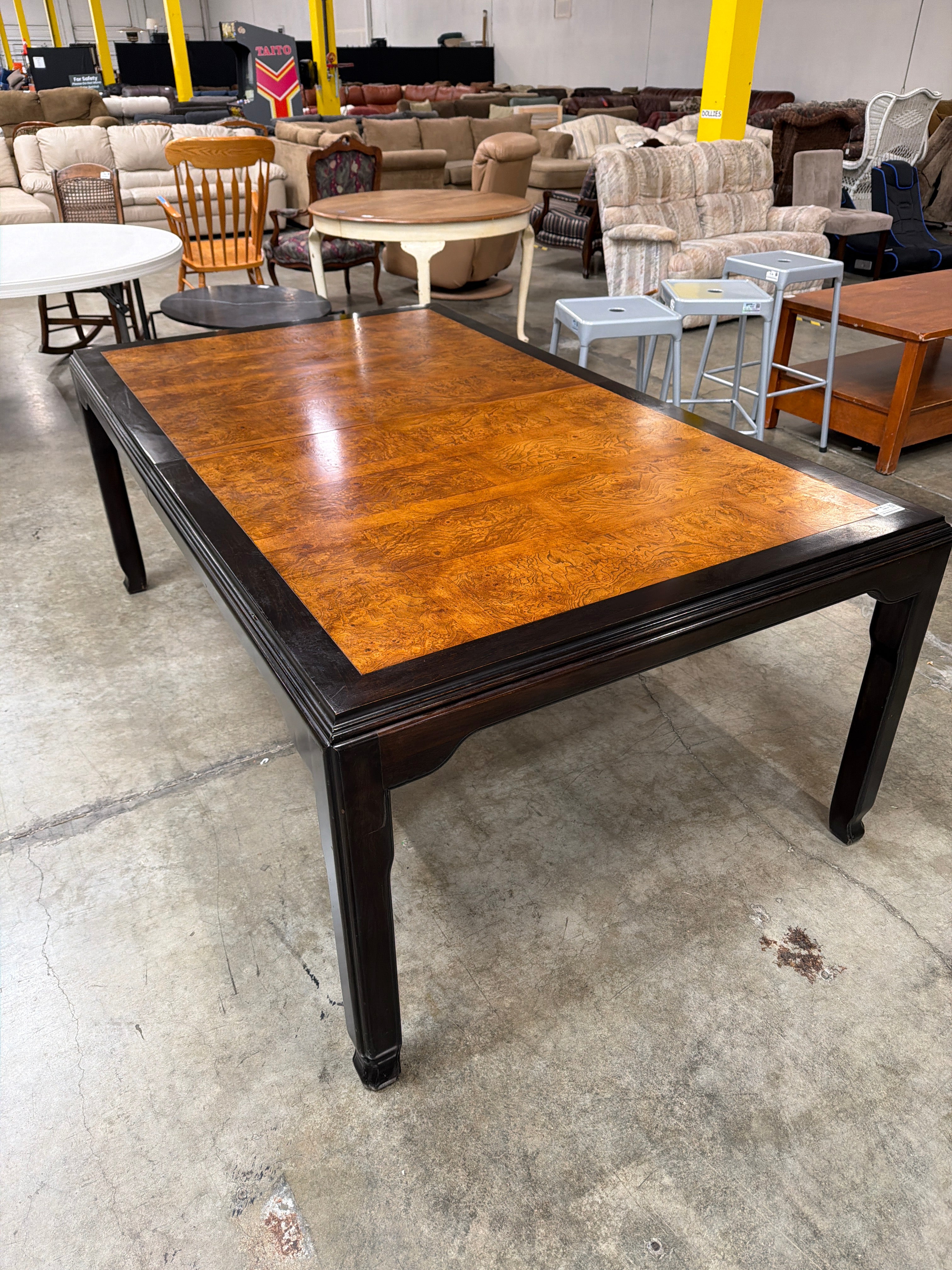 Vintage Century Furniture 'Chin Hua' Burl Wood & Black Lacquer Dining Table