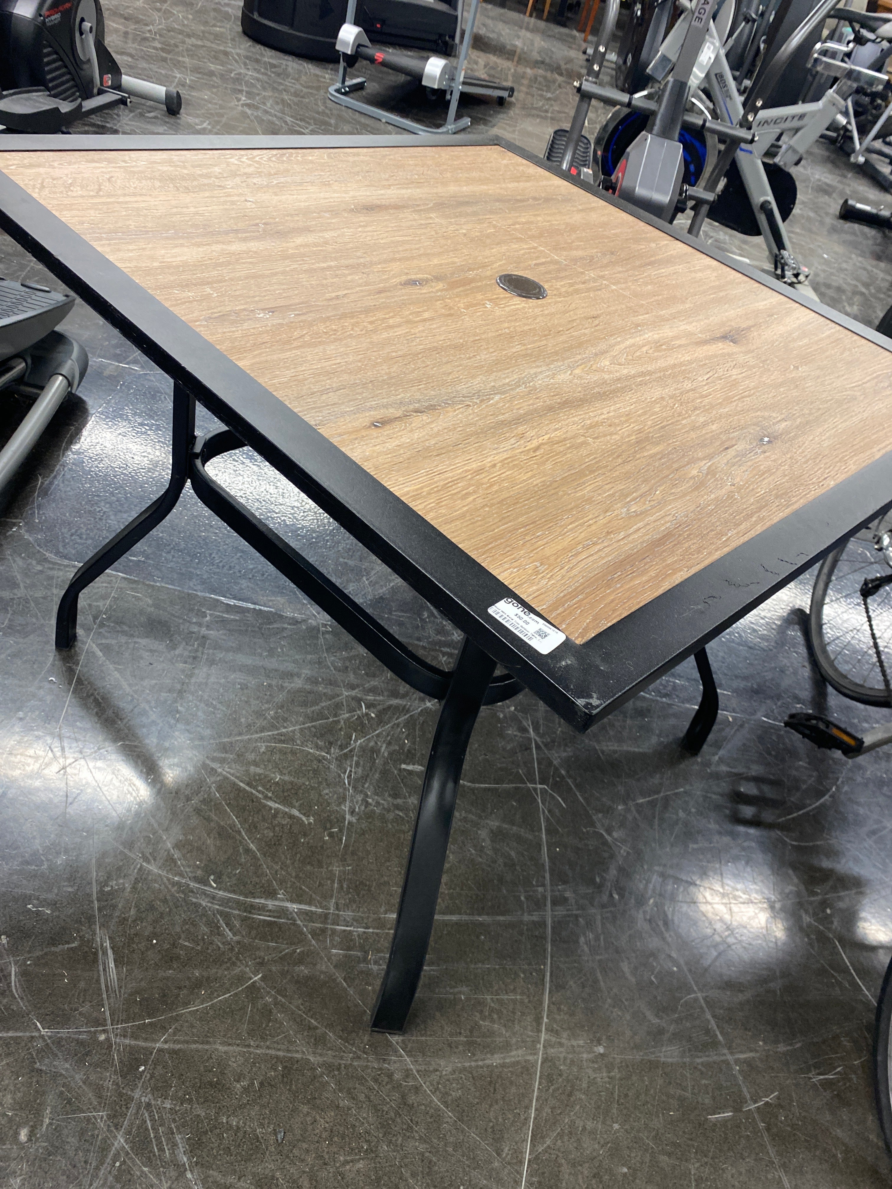 Wood With Metal Trim Outdoor Table