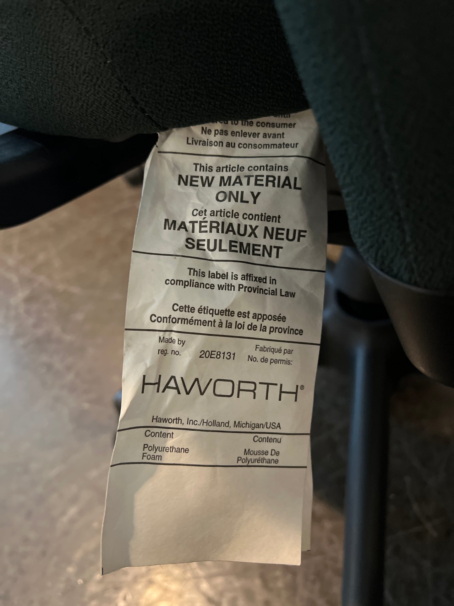 Haworth Green Rolling Office Chair with Armrests