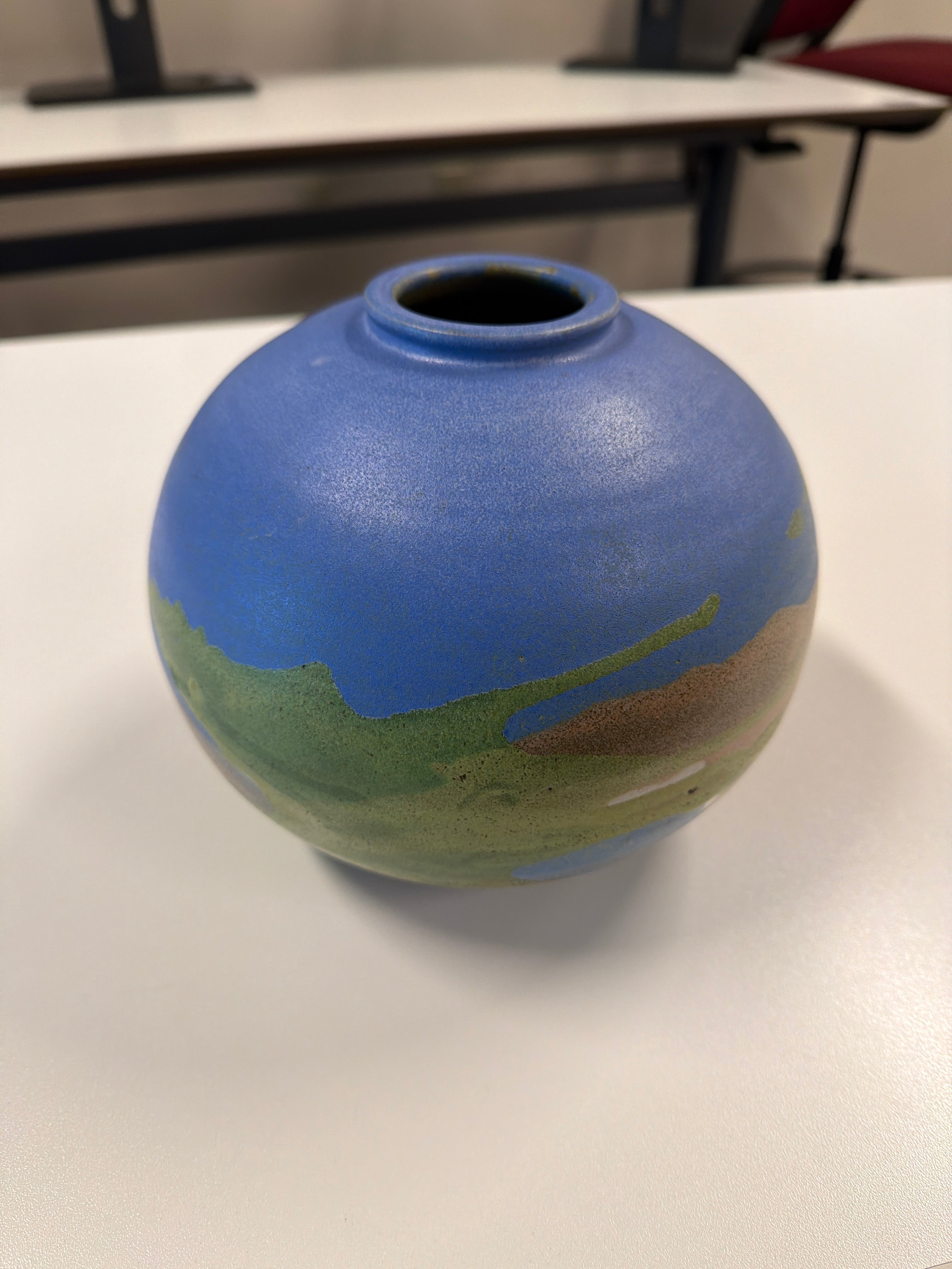 Abstract Ceramic Orb Vase with Textured Glaze