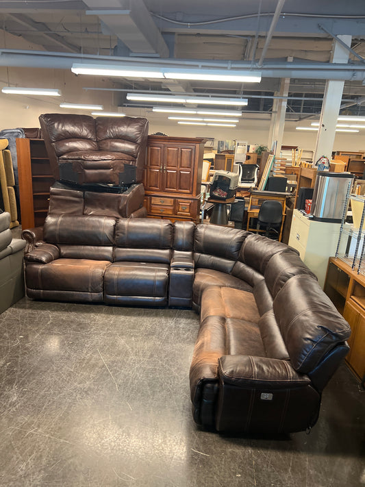 6 piece Leather Reclining Sectional