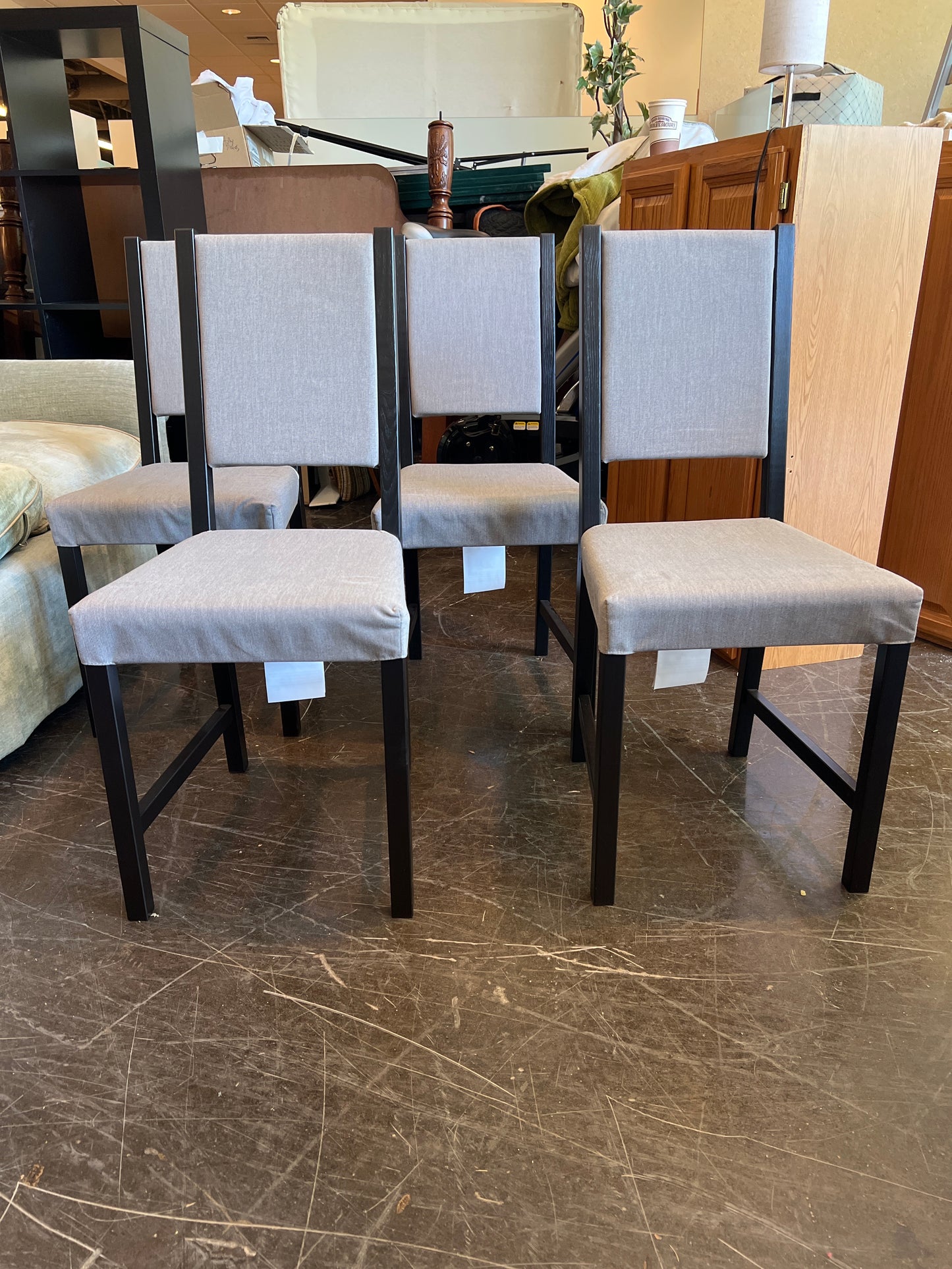 IKEA Dining Chair, Gray with Dark Wood